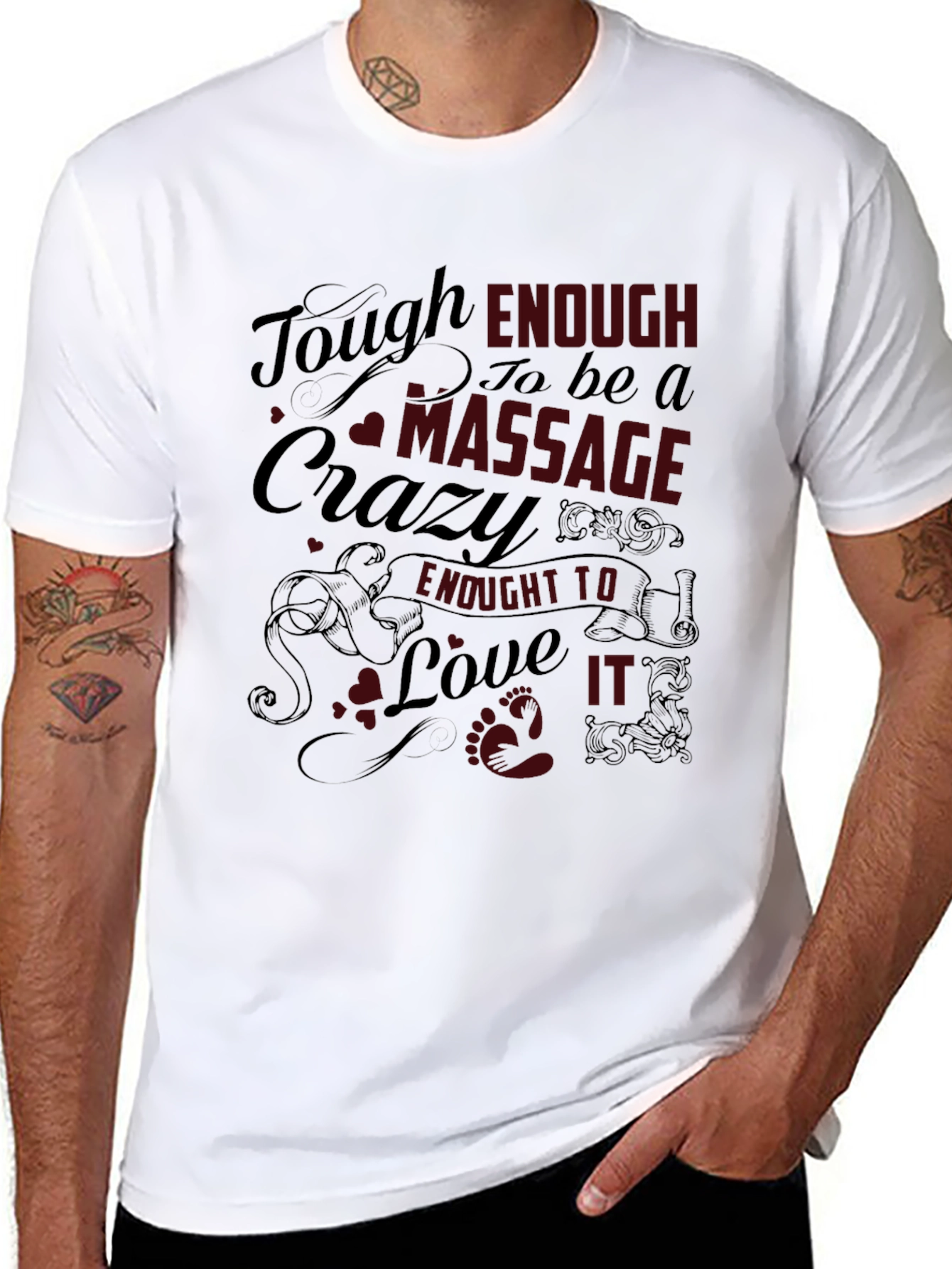 Black Tough Enough Massage Crazy T-Shirt view 8