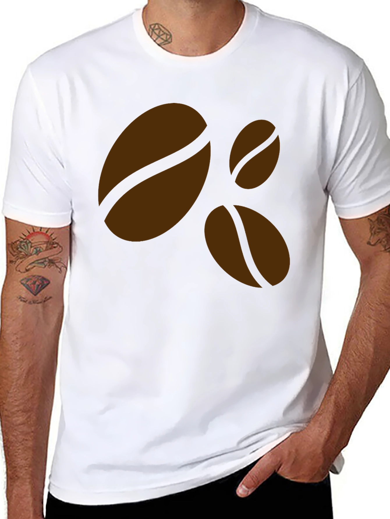 Black Coffee Bean Graphic Black T-Shirt - Casual Style view 8