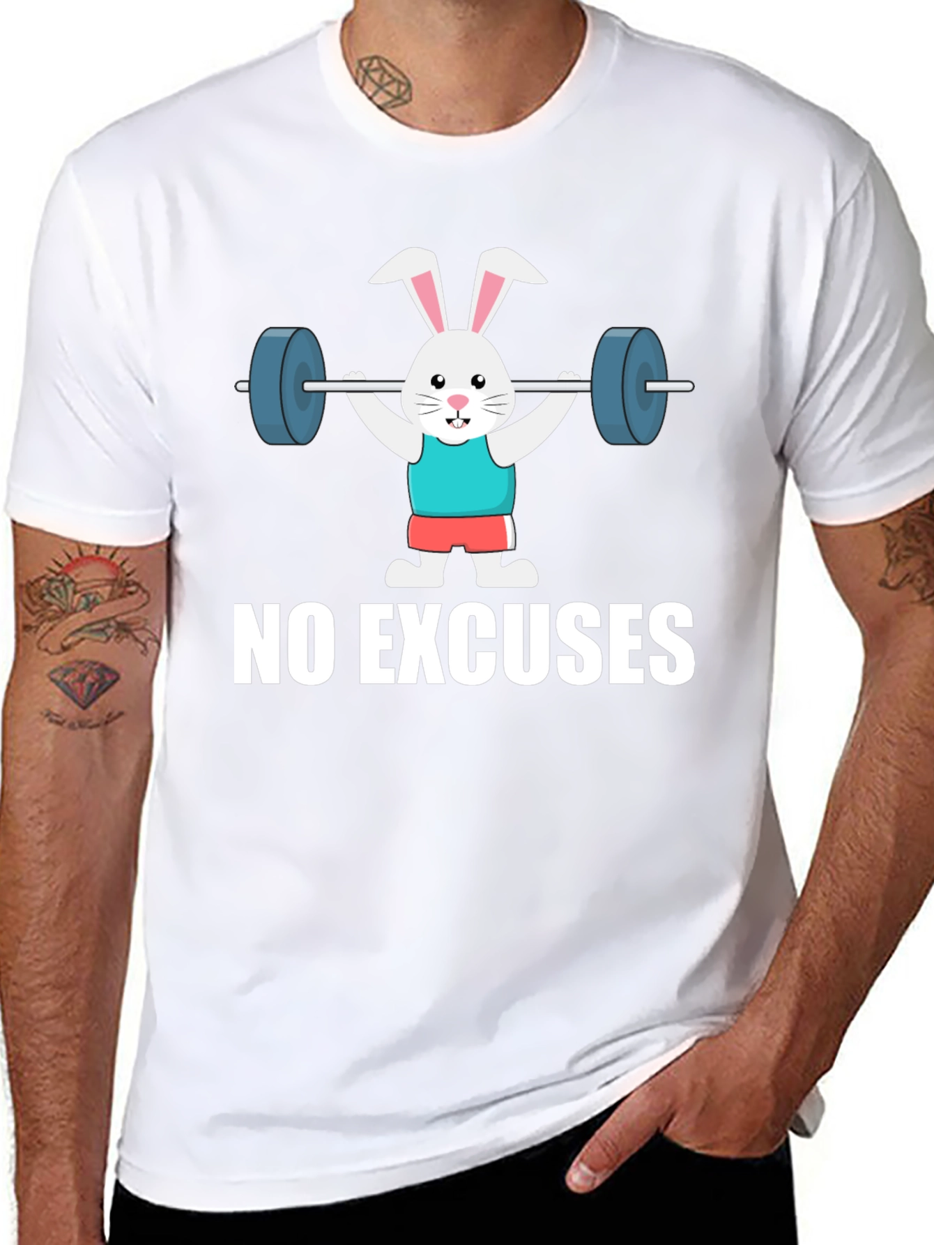 Black No Excuses Bunny Gym Workout T-Shirt view 8