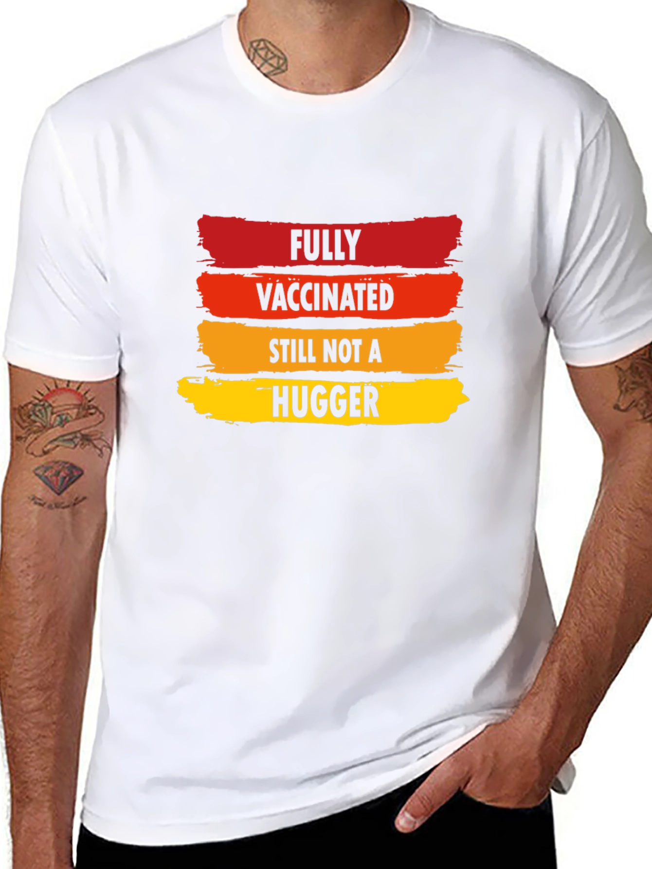 Black Fully Vaccinated Not A Hugger Novelty T-Shirt view 8