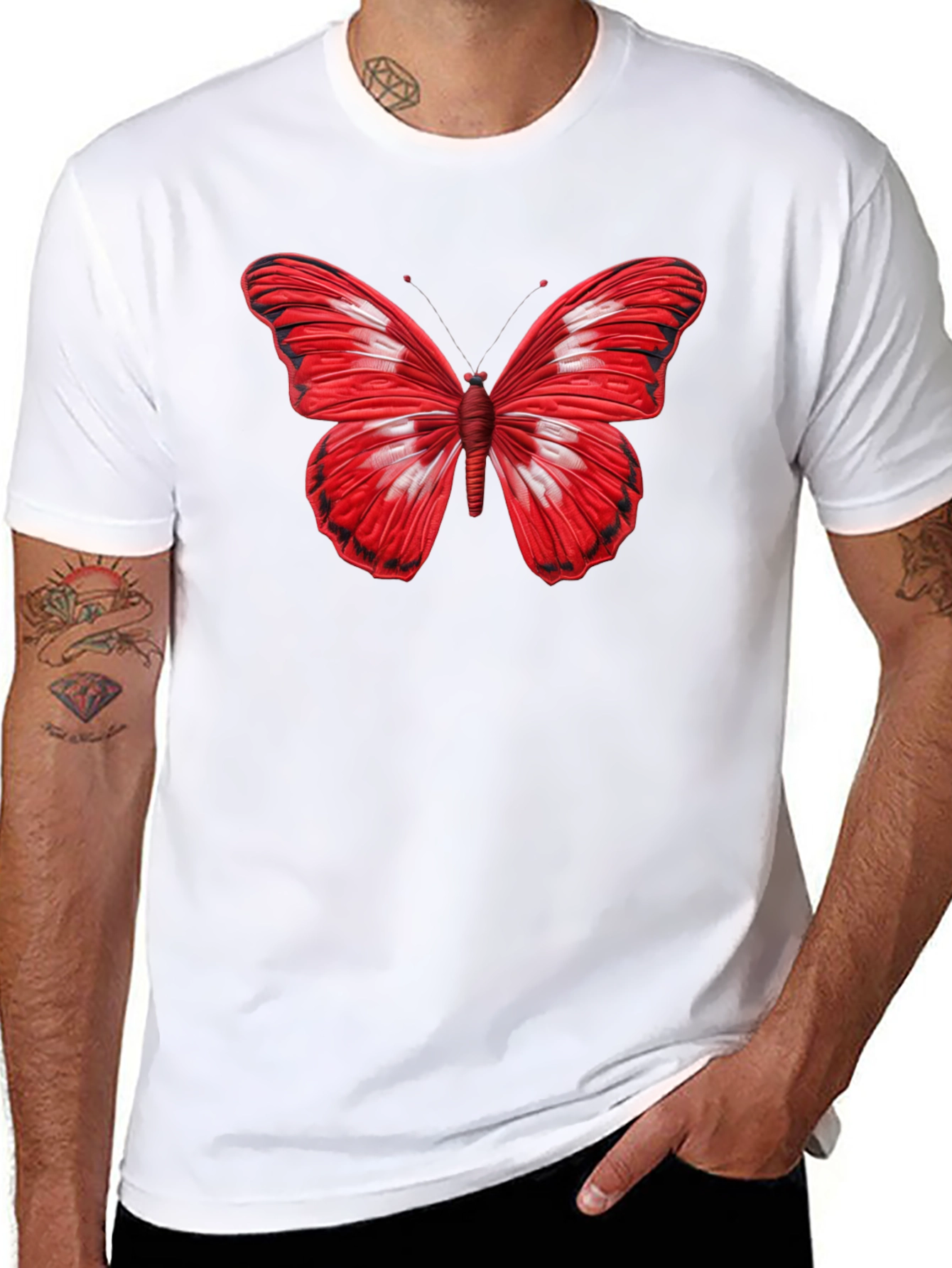 Black Butterfly Graphic Black T-Shirt - Stylish Men's Tee view 8
