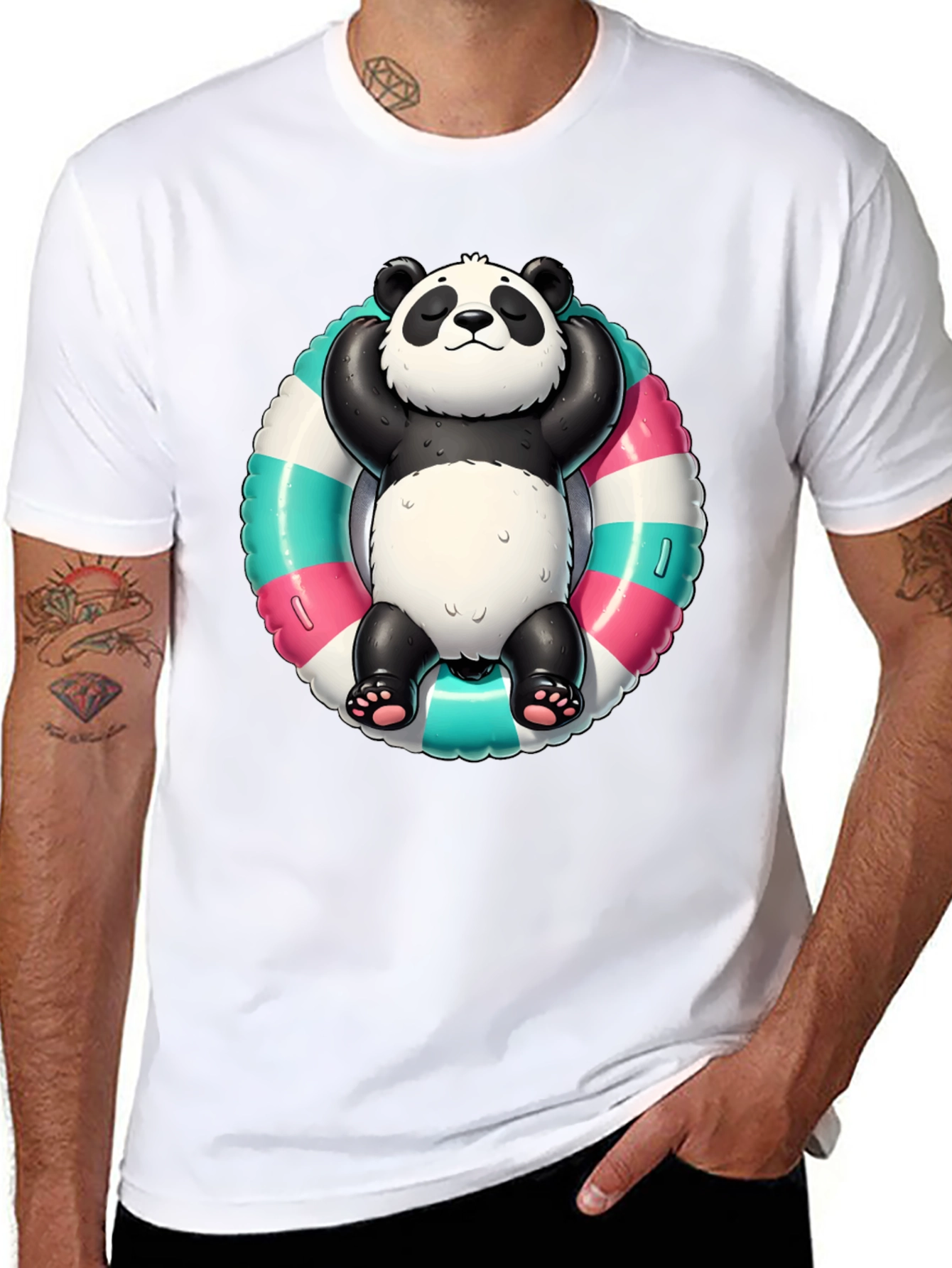 Black Panda Pool Float T-Shirt - Relaxed Style view 8