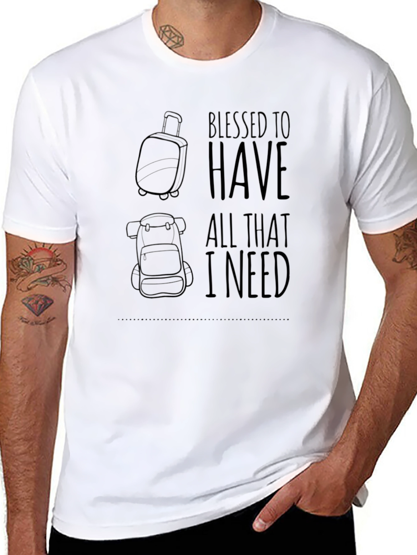 Black Blessed Travel T-Shirt: All I Need Design view 8