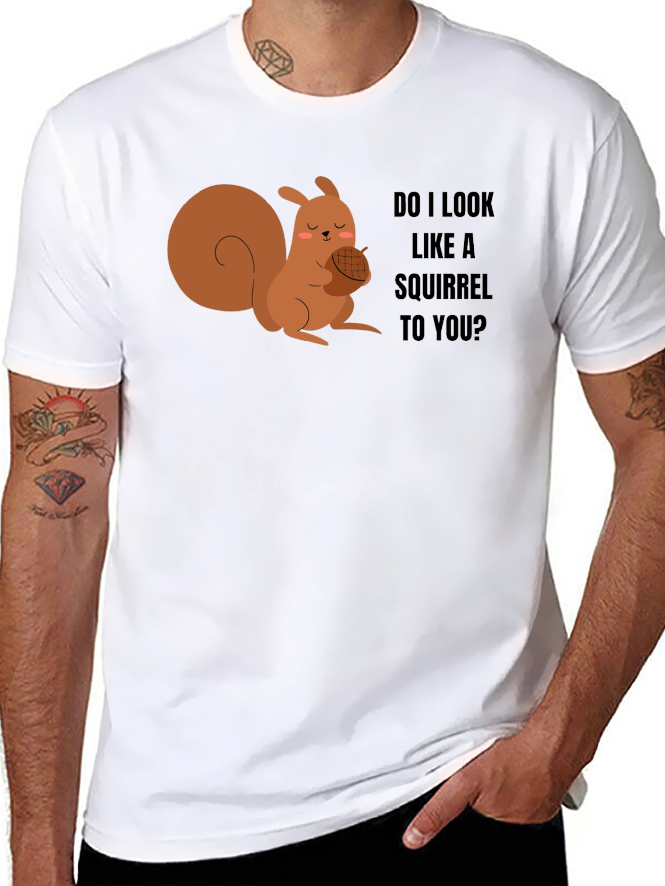 Black Funny Squirrel Graphic Tee - Do I Look Like a Squirrel to You? view 8