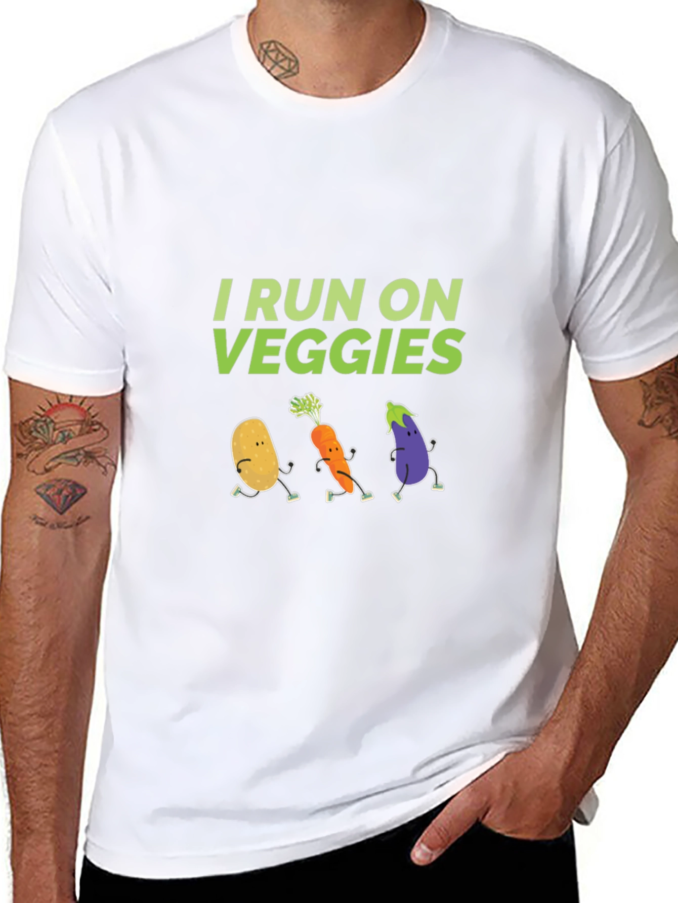 I Run On Veggies Graphic Tee -  Black - 8