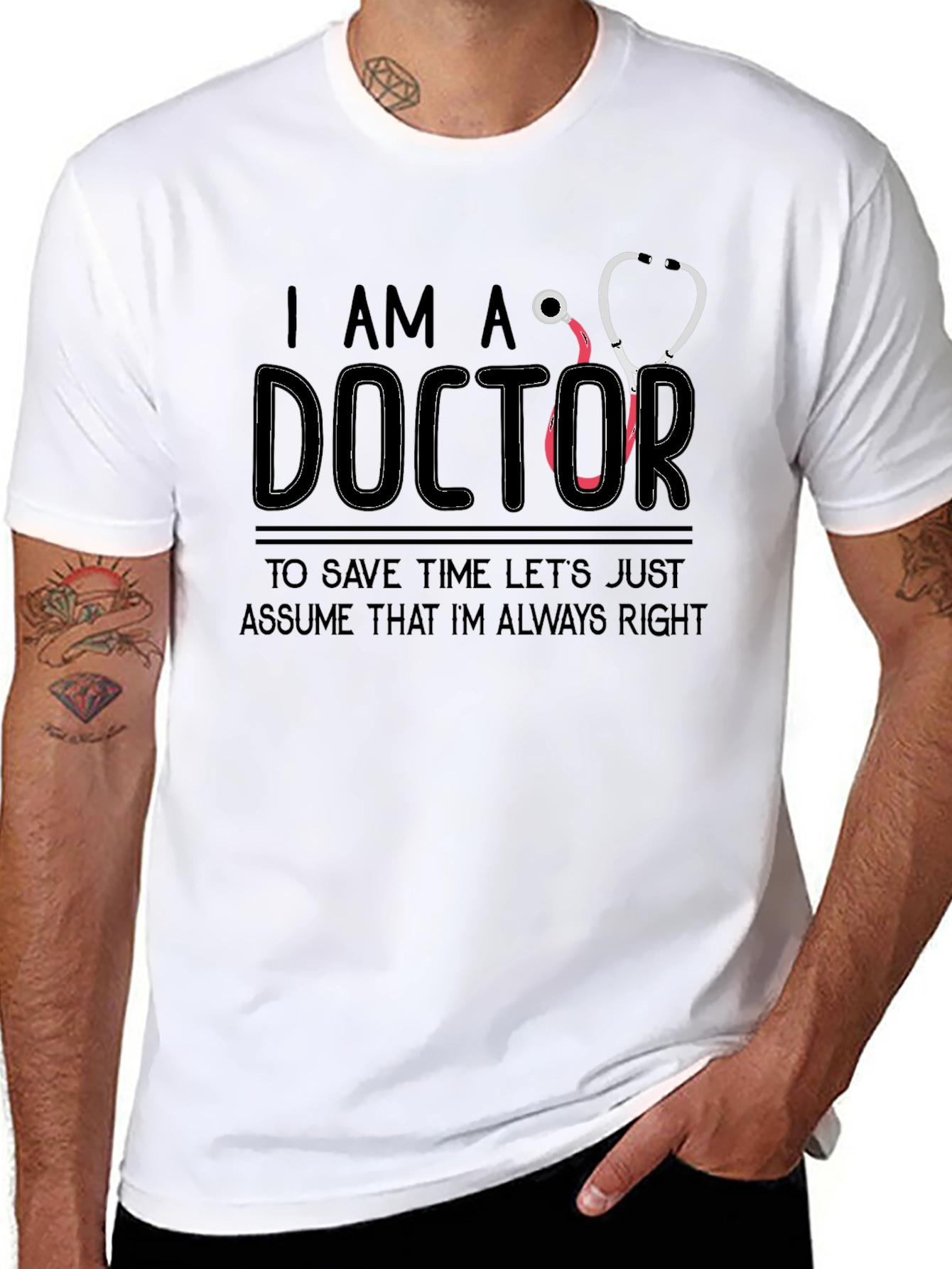 Black I am a Doctor T-Shirt Funny Medical Gift view 8