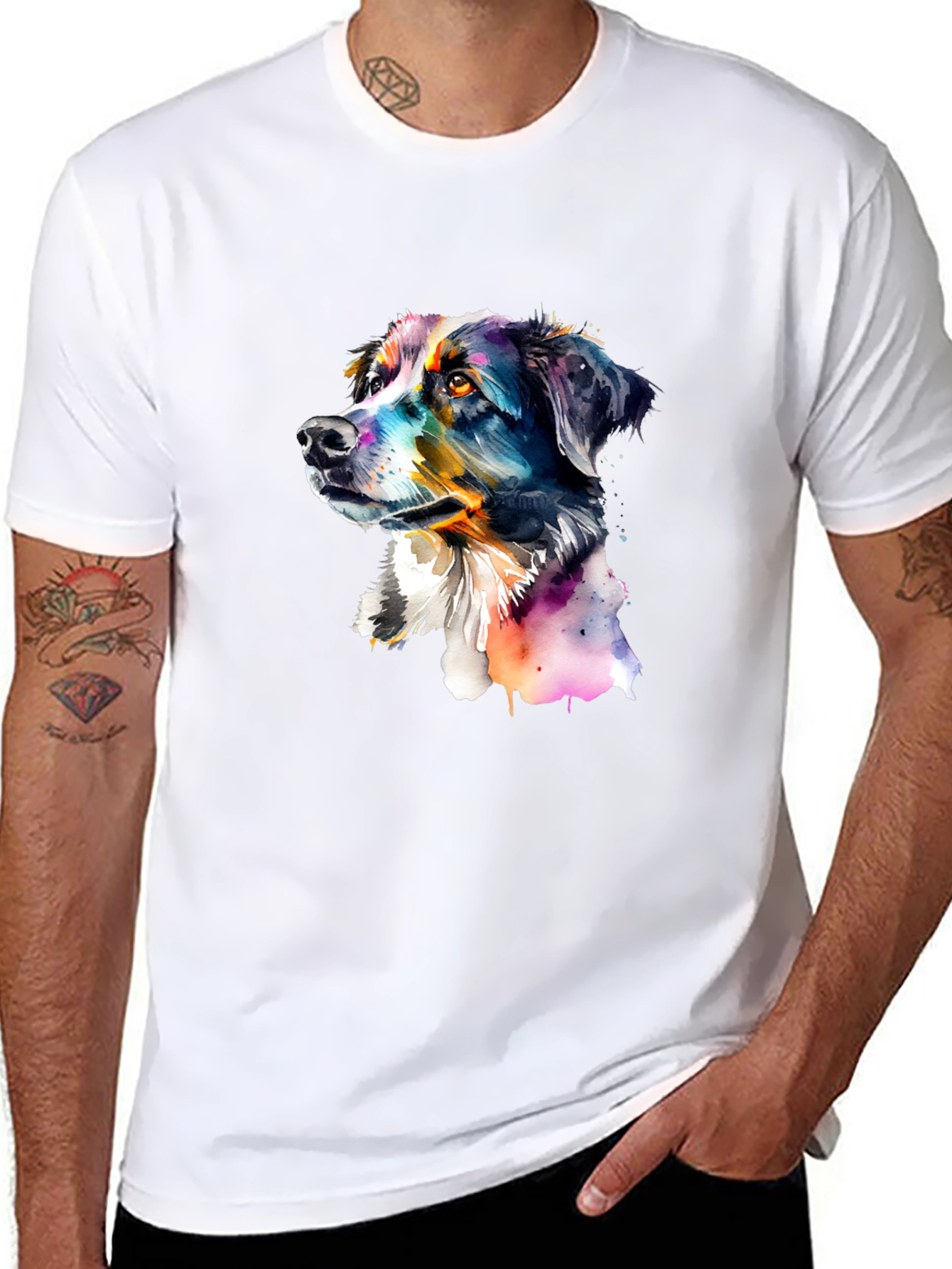 Black Dog Portrait Graphic Tee - Men's Black T-Shirt view 8