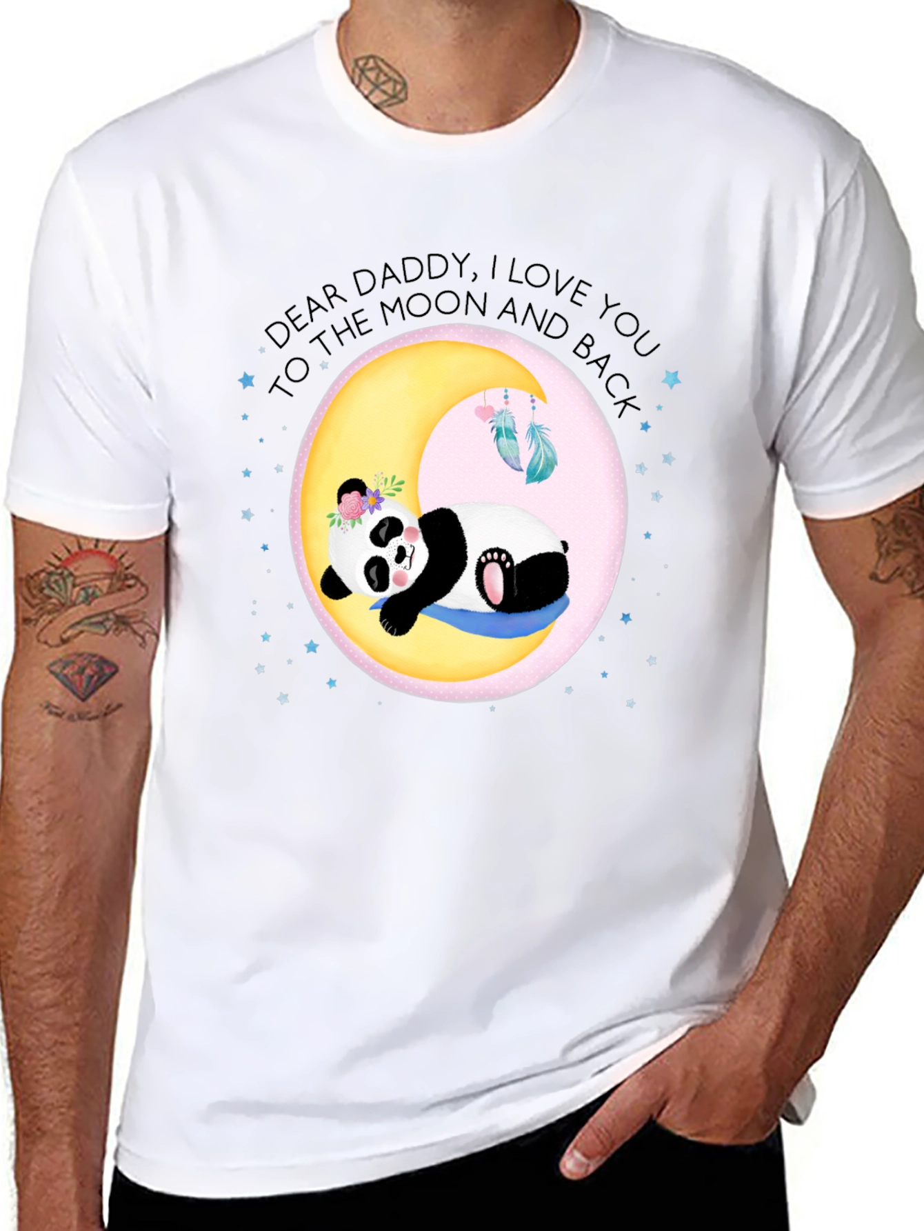 Black Dear Daddy Panda Moon Graphic Tee view 8