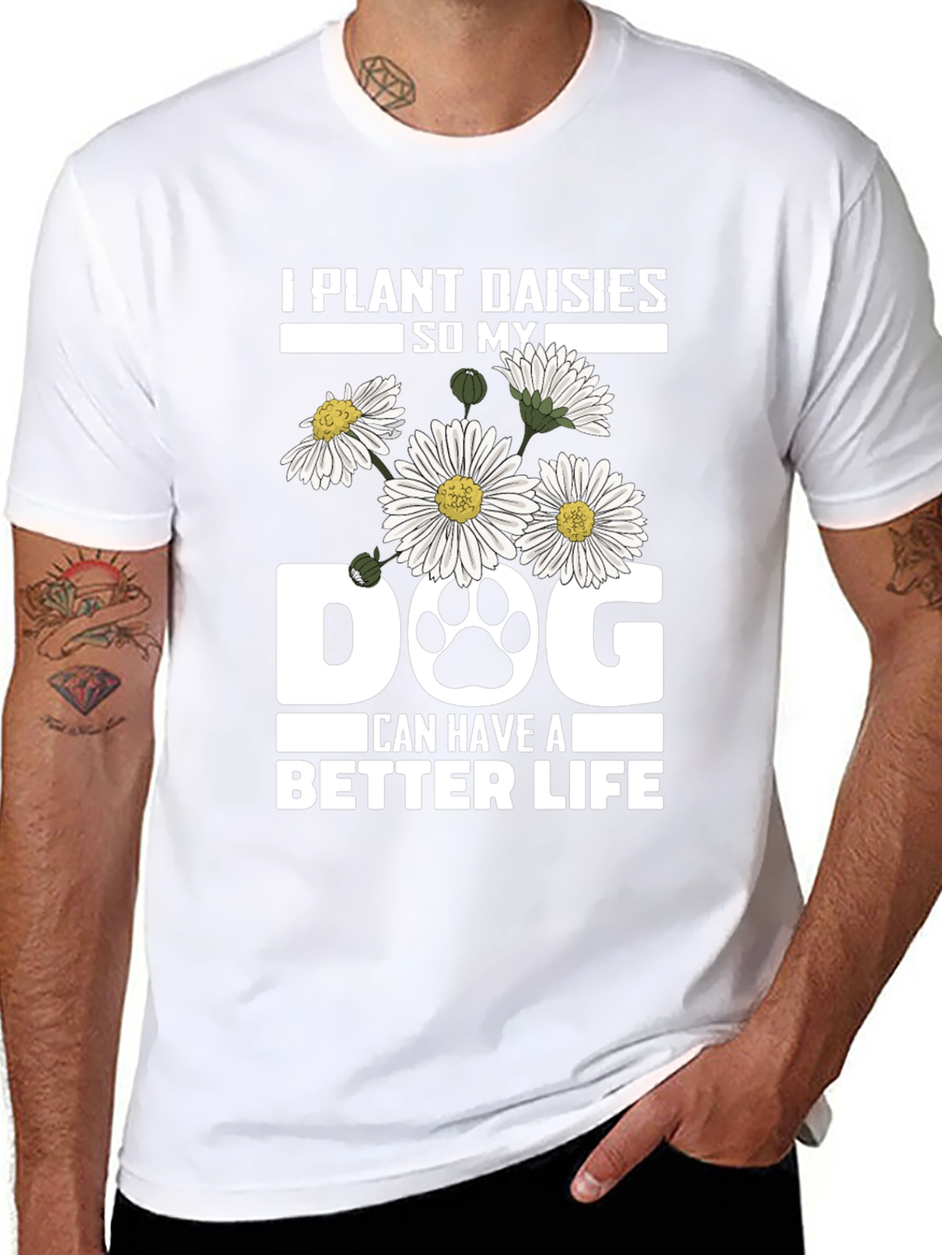 Black Plant Daisies Dog T-Shirt - Better Life view 8