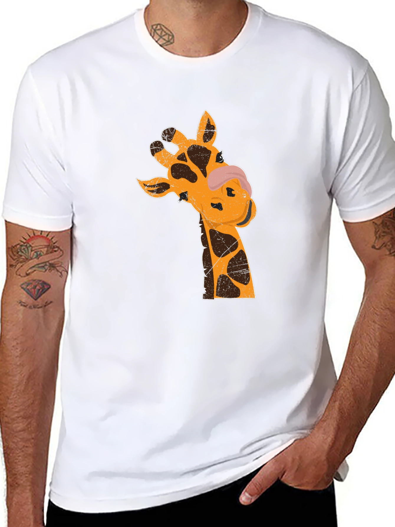 Black Giraffe Graphic T-Shirt - Black Casual Tee view 8
