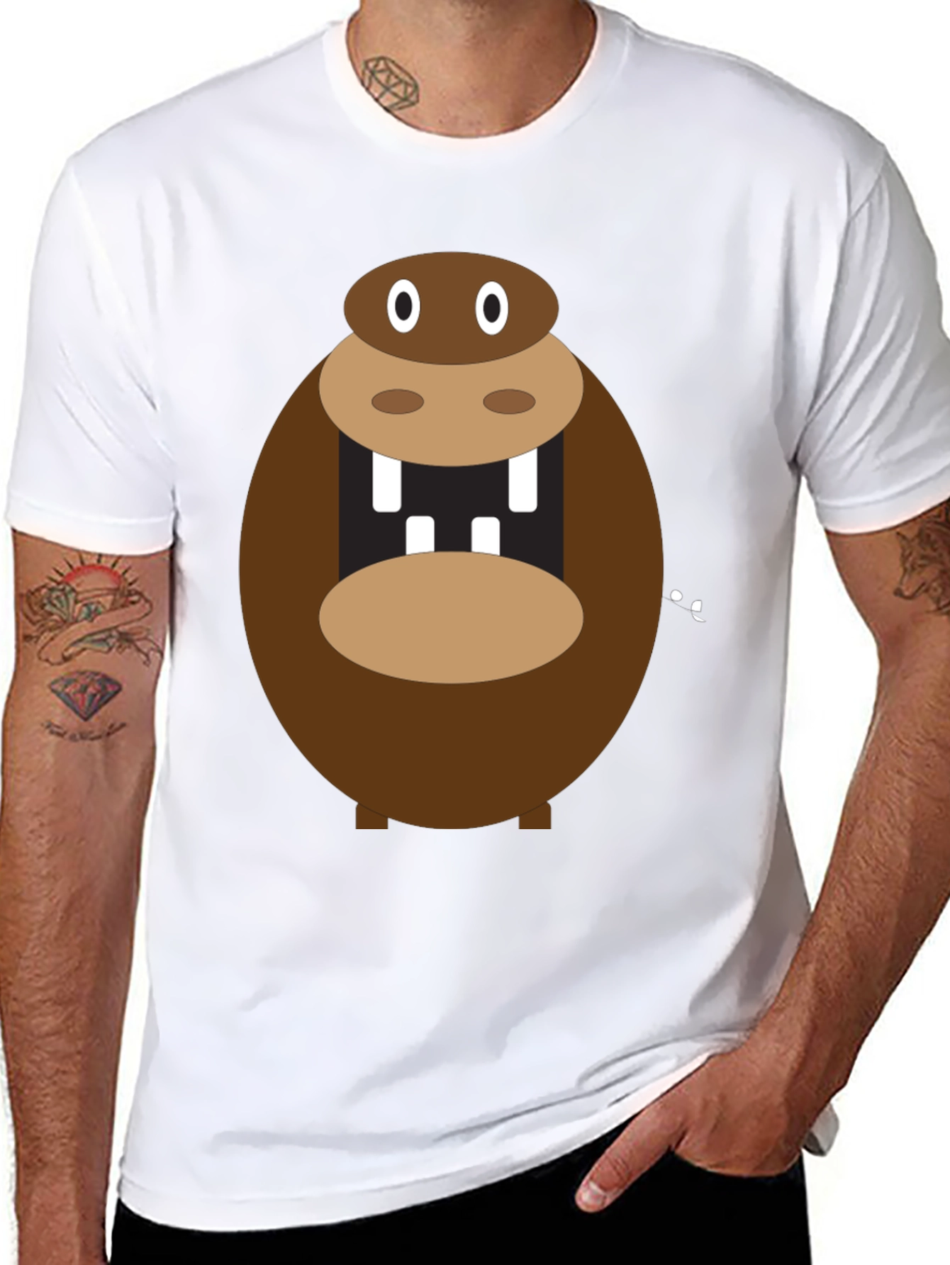 Black Hippo Graphic T-Shirt - Funny Cartoon Animal Tee view 8