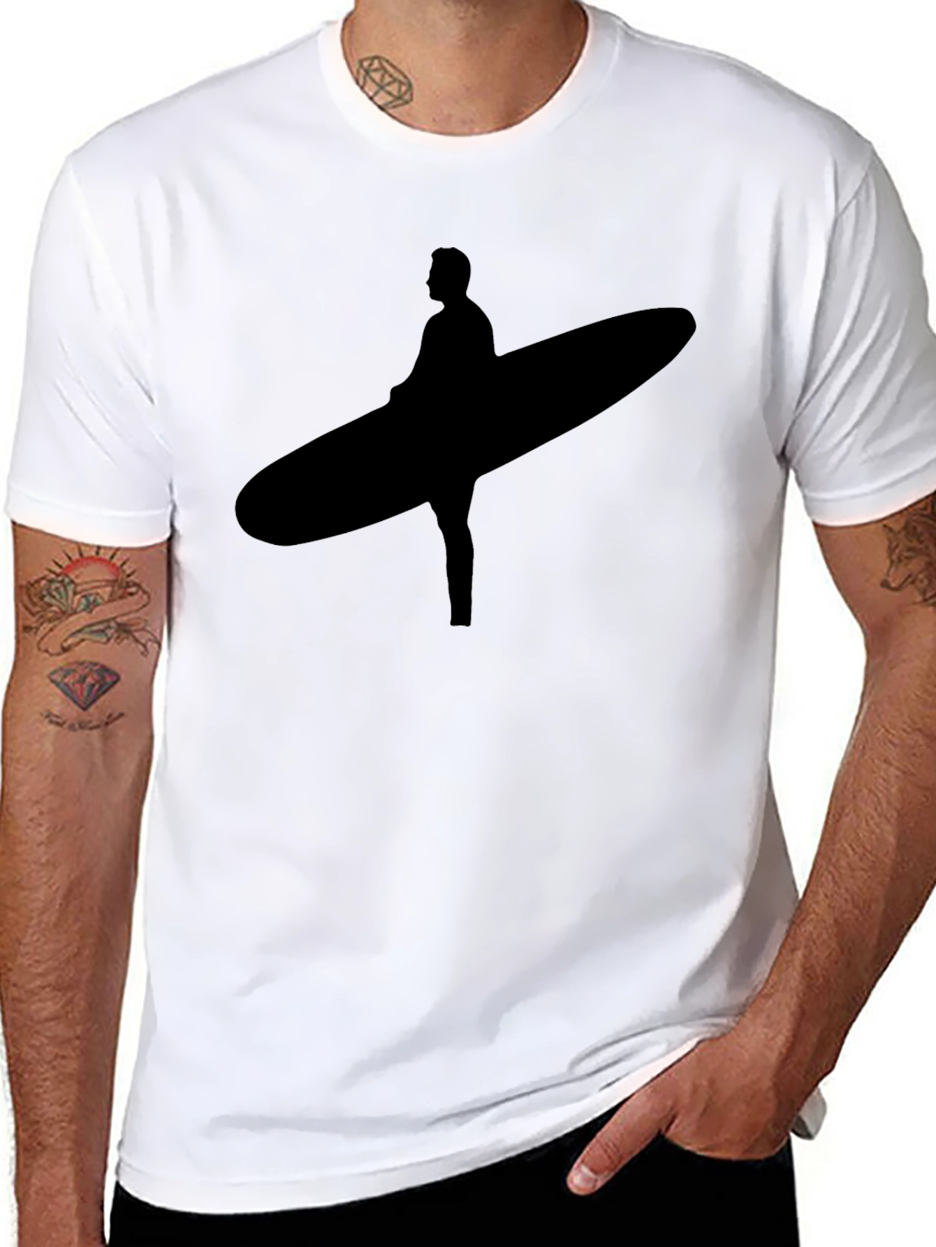 Black Surfer Silhouette Black Tee view 8