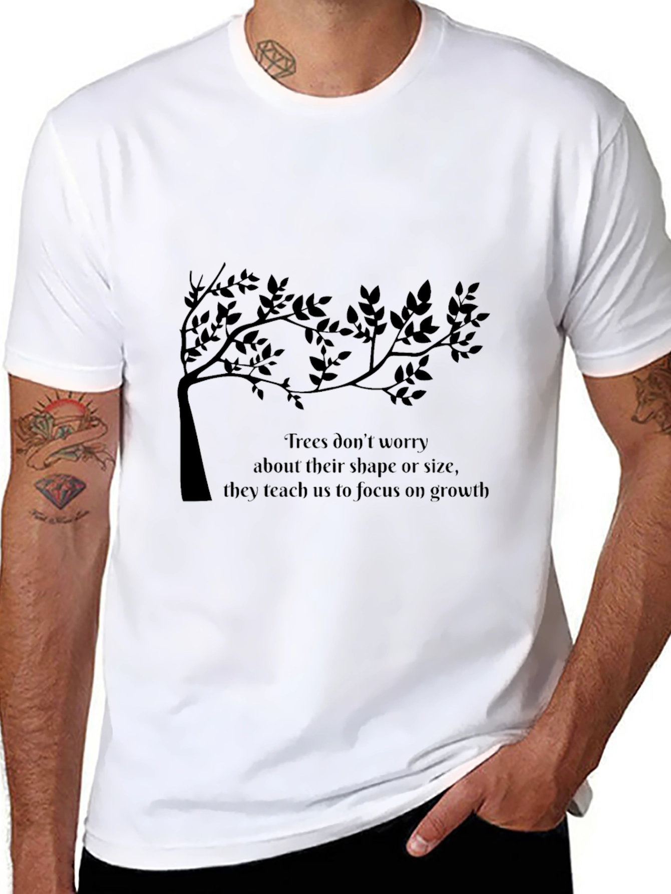 Black Inspirational Tree Graphic Tee - Focus on Growth view 8
