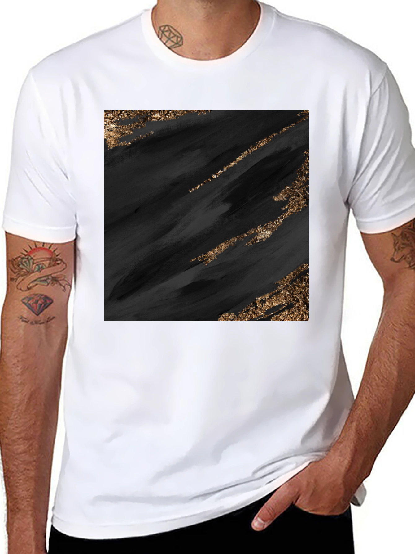 Black Abstract Art Black Tee view 8