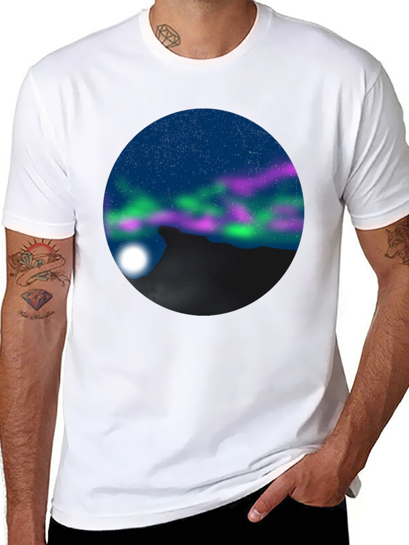 Black Aurora Mountain Black T-Shirt view 8