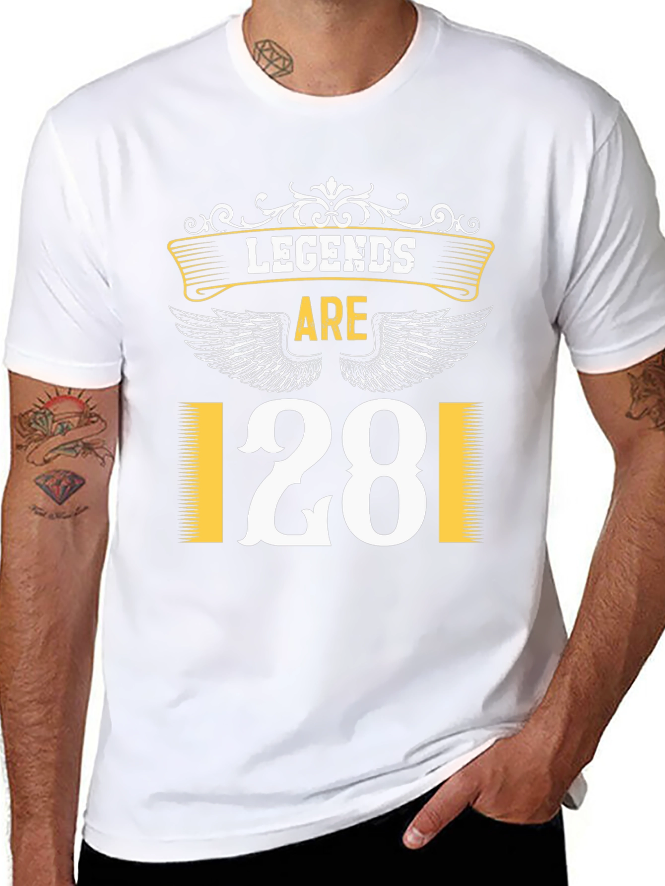 Black Legends Are 28 T-Shirt, Black Tee, Birthday Gift view 8