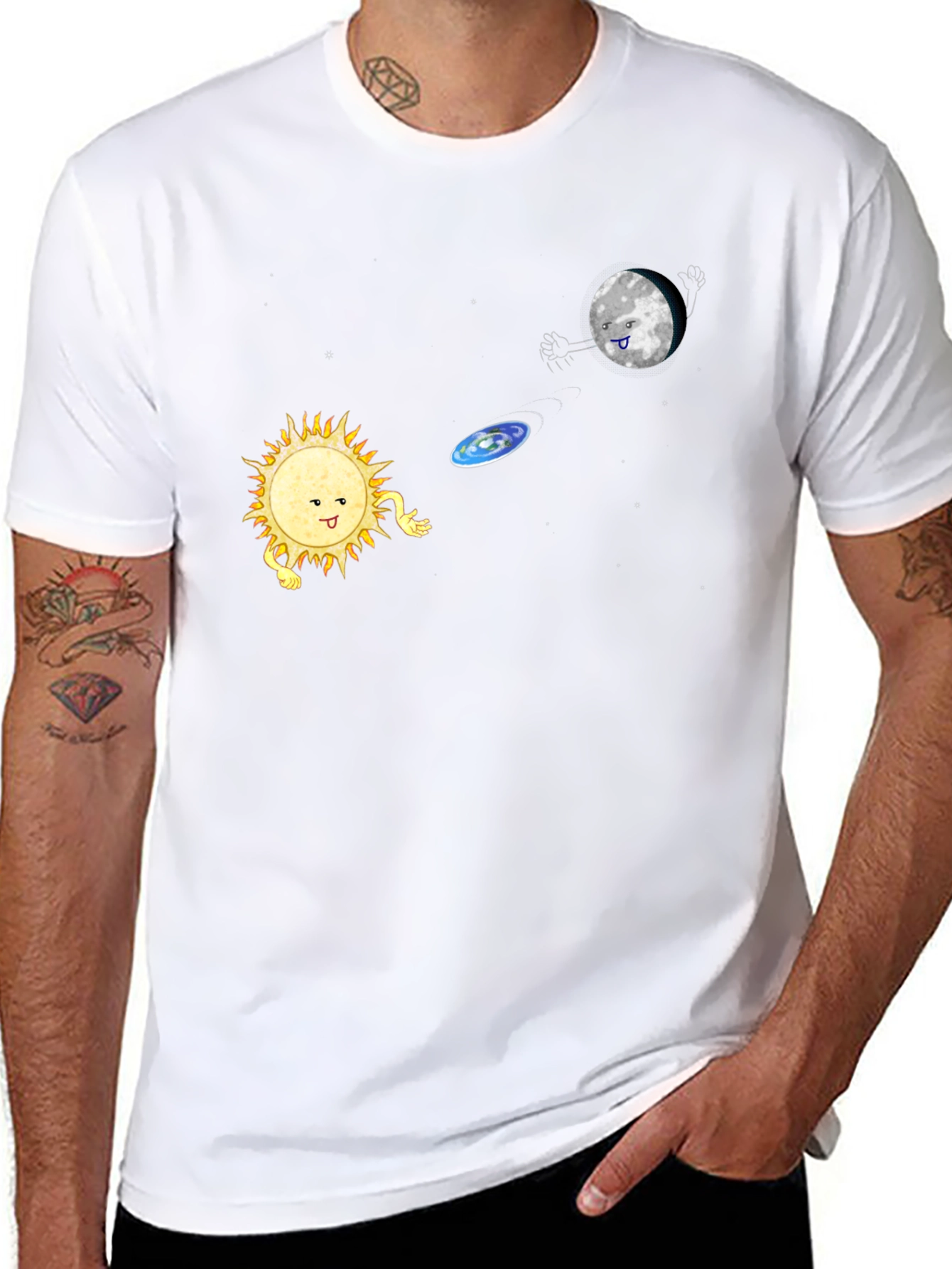Black Sun & Moon Frisbee T-Shirt - Fun Graphic Tee view 8