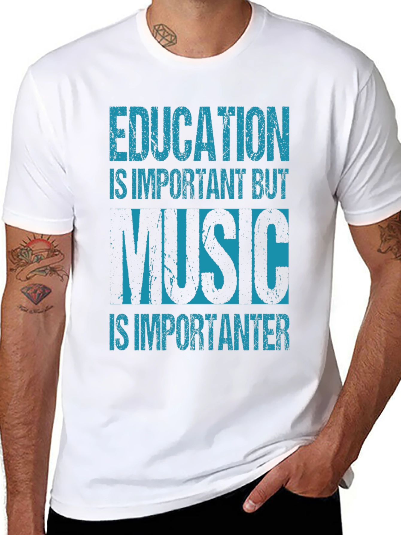 Black Education Music Graphic Tee - Black Cotton Blend view 8