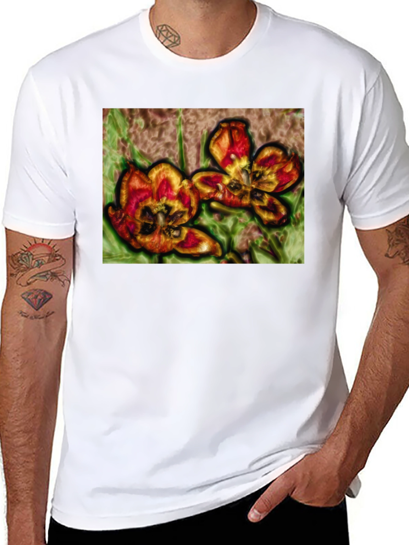 Floral Graphic Print T-Shirt - 8