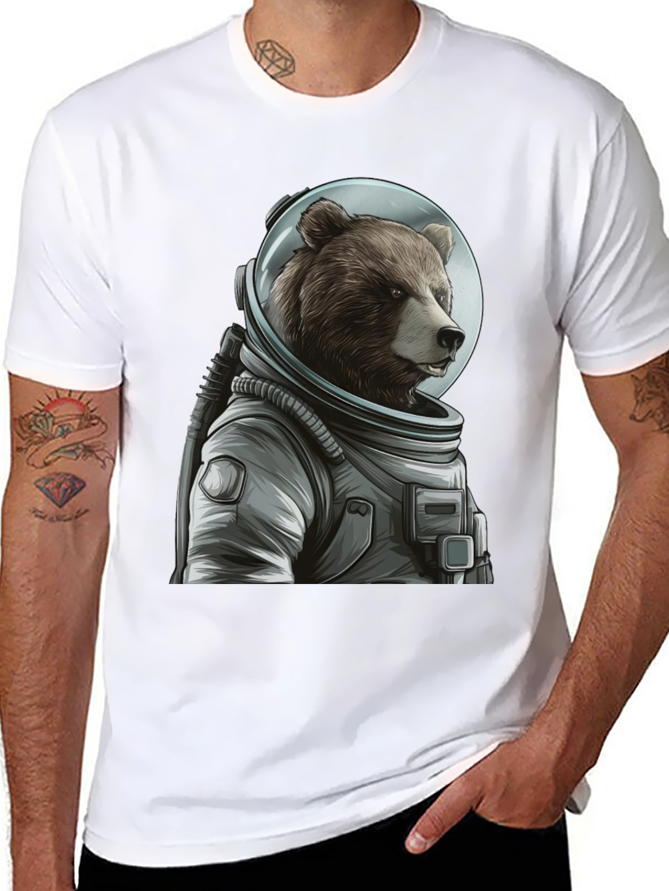 Black Bear Astronaut Graphic T-Shirt - Space Explorer view 8