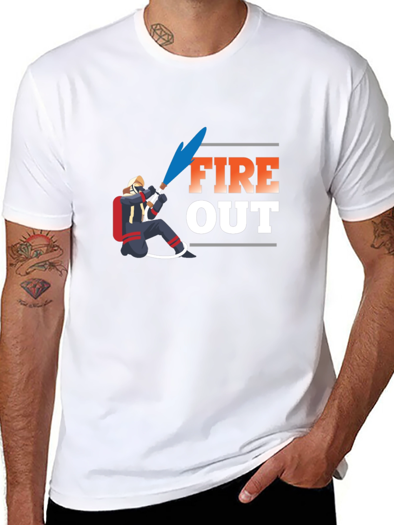 Black Fire Out Graphic T-Shirt - Black Cotton Tee view 8
