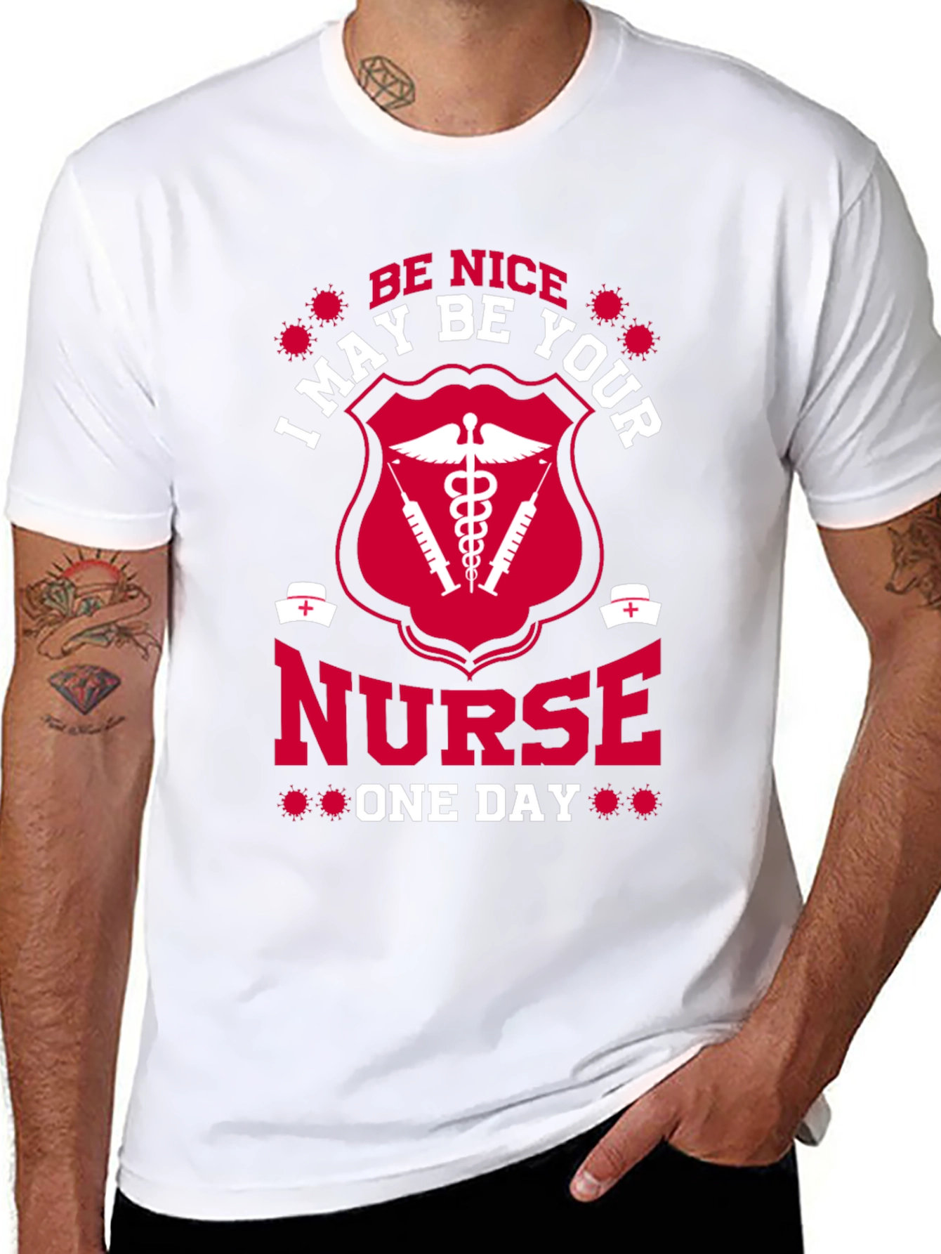 Black Funny Nurse T-Shirt - Be Nice I May Be Your Nurse One Day view 8