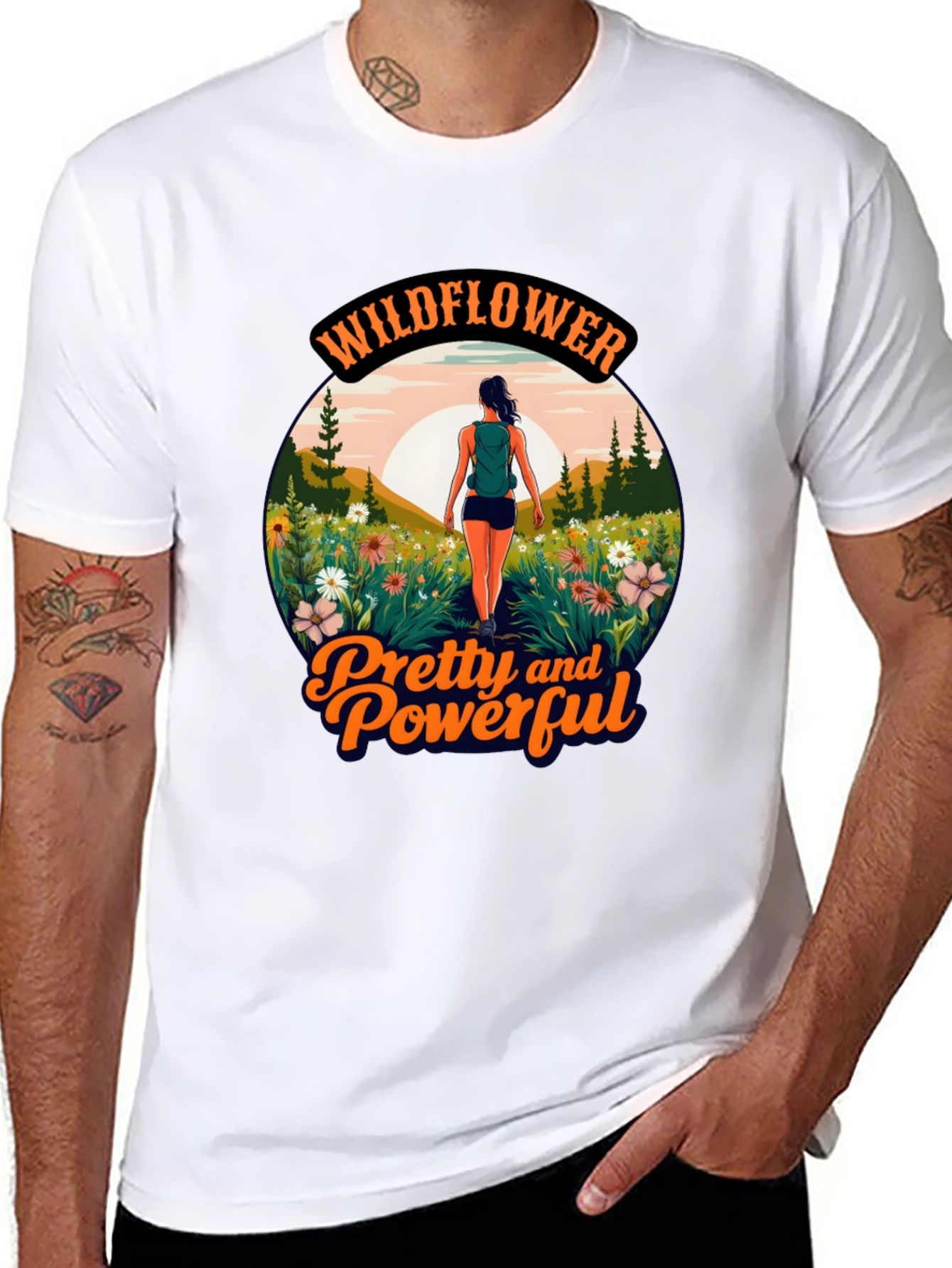 Black Wildflower Pretty and Powerful Graphic Tee view 8