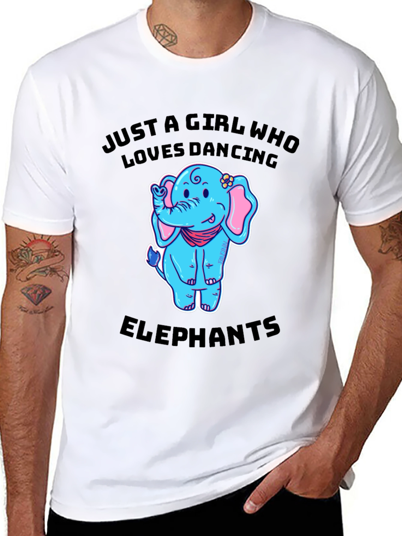 Black Dancing Elephant Girl's Graphic T-Shirt view 8