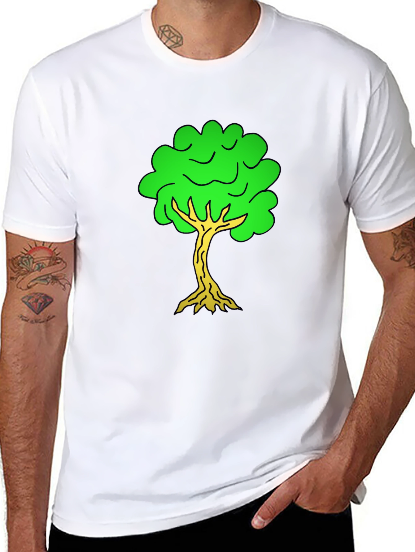 Black Cartoon Tree Black T-Shirt view 8