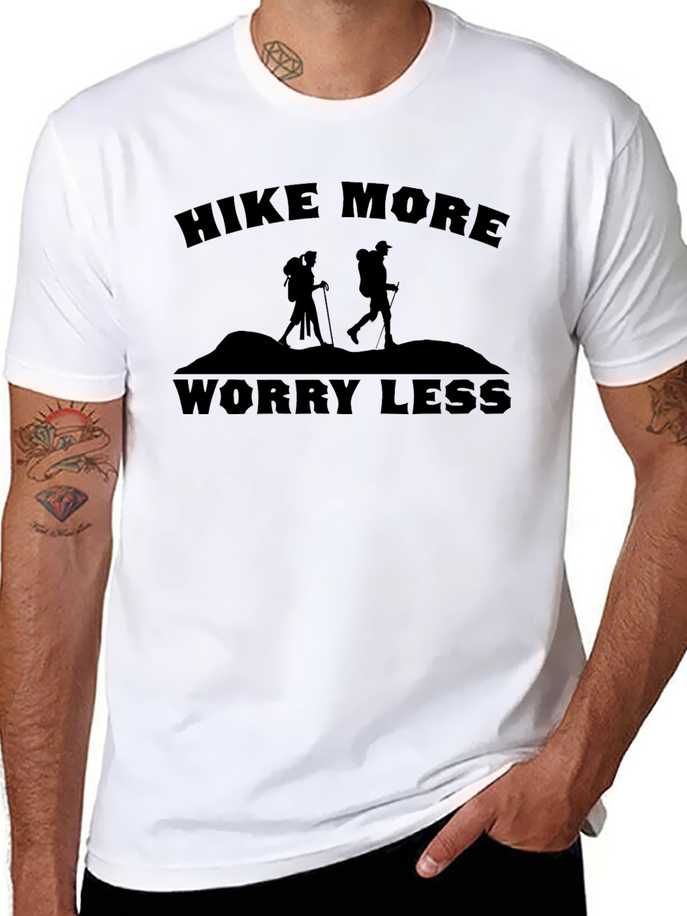 Black Hike More Worry Less Graphic T-Shirt - Black view 8