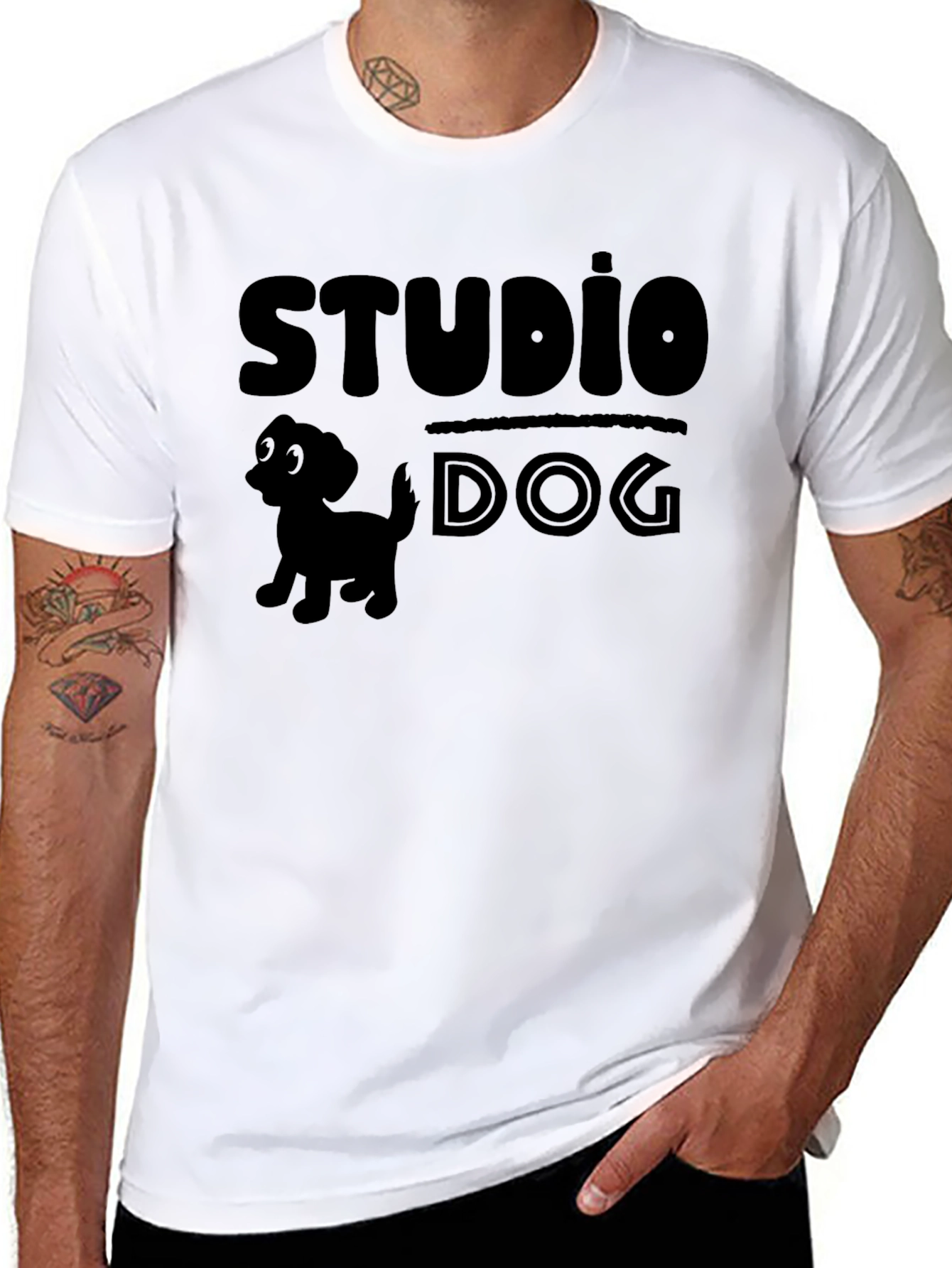 Black Studio Dog Graphic Tee - Black Cotton Blend view 8