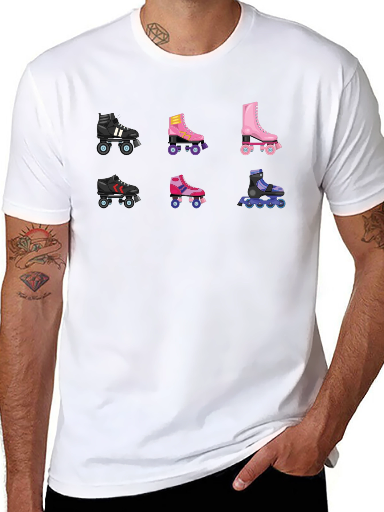 Black Retro Roller Skate Graphic Tee view 8