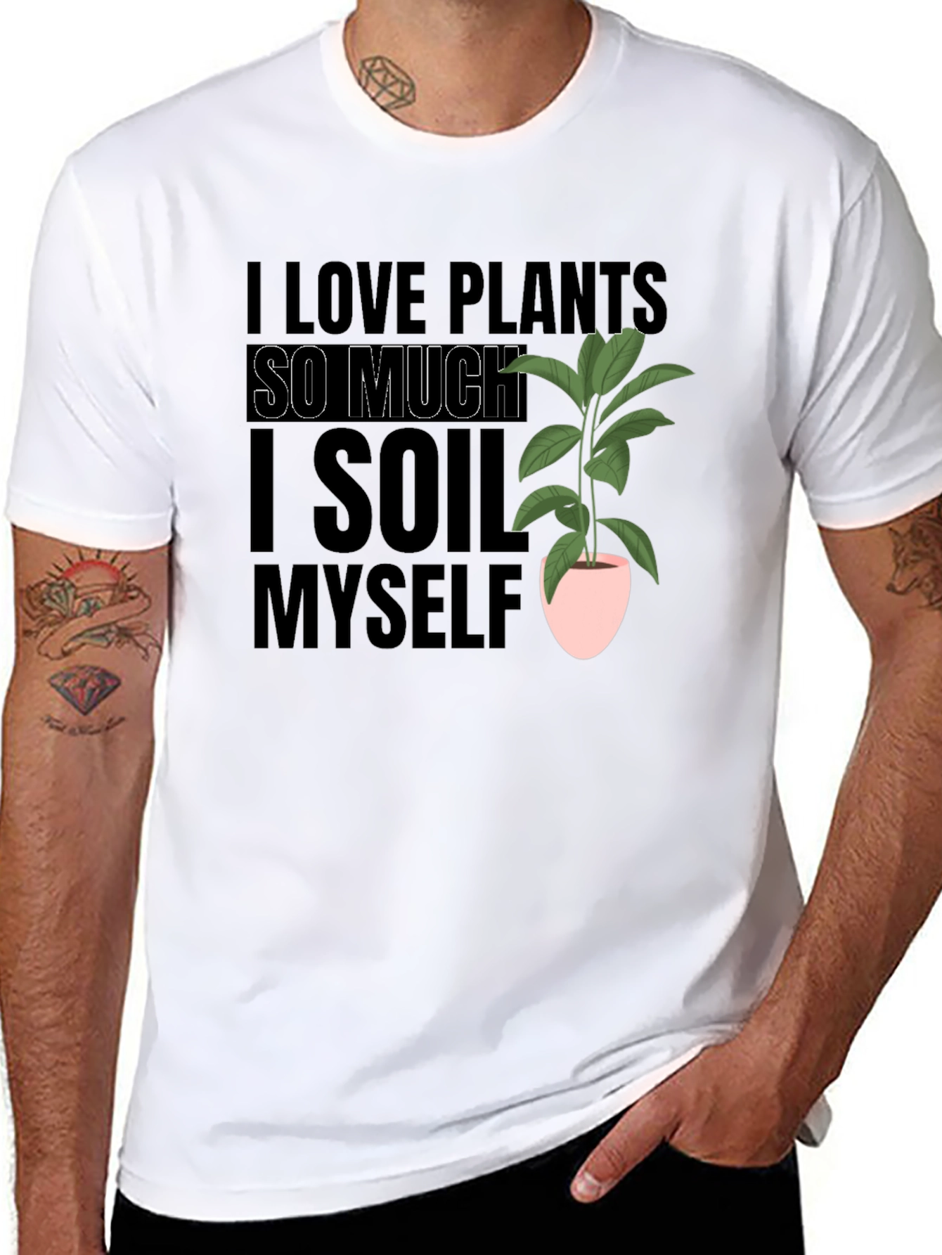 Black I Love Plants T-Shirt Funny Gardening Tee view 8