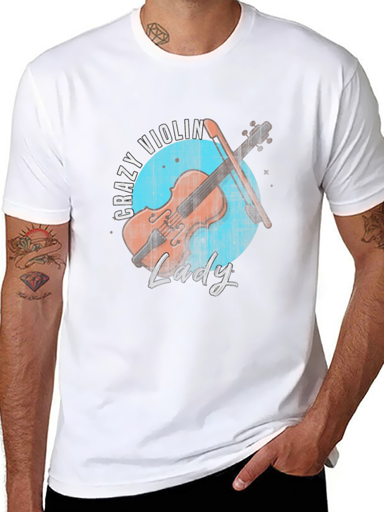 Crazy Violin Lady Graphic Tee - 8