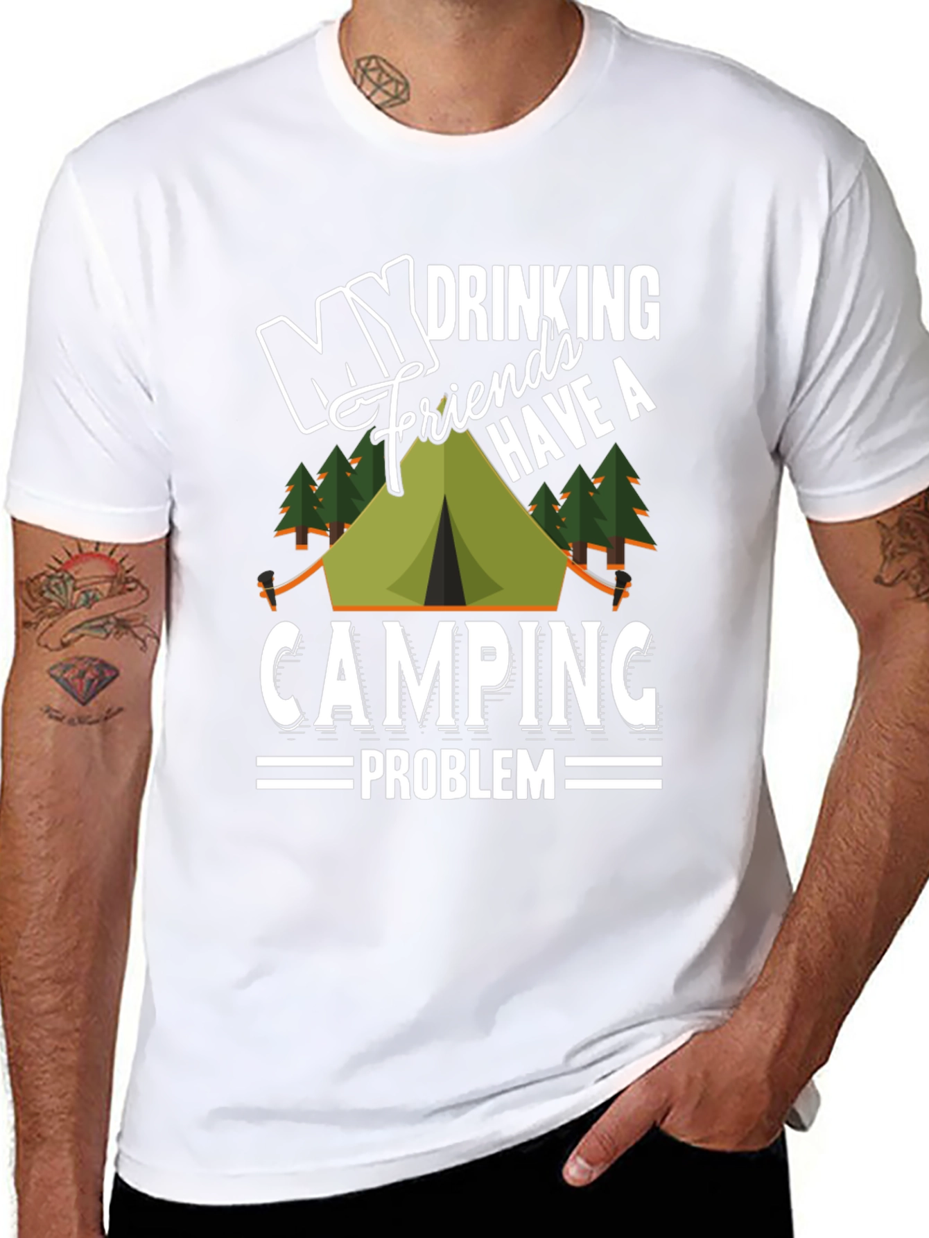 Black My Drinking Friends Camping T-Shirt view 8