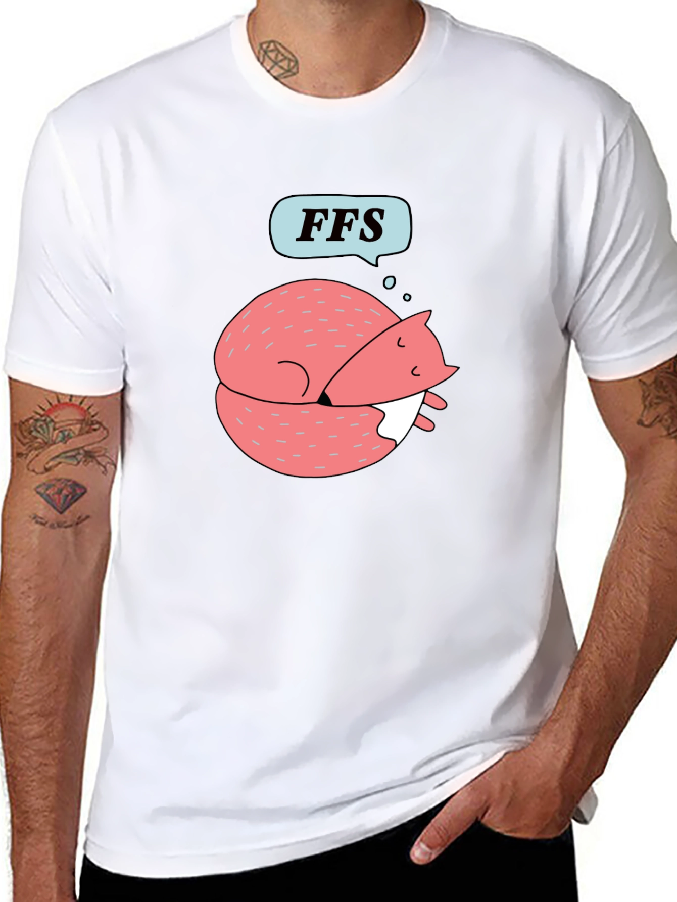 Black FFS Sleeping Fox Graphic T-Shirt - Black view 8