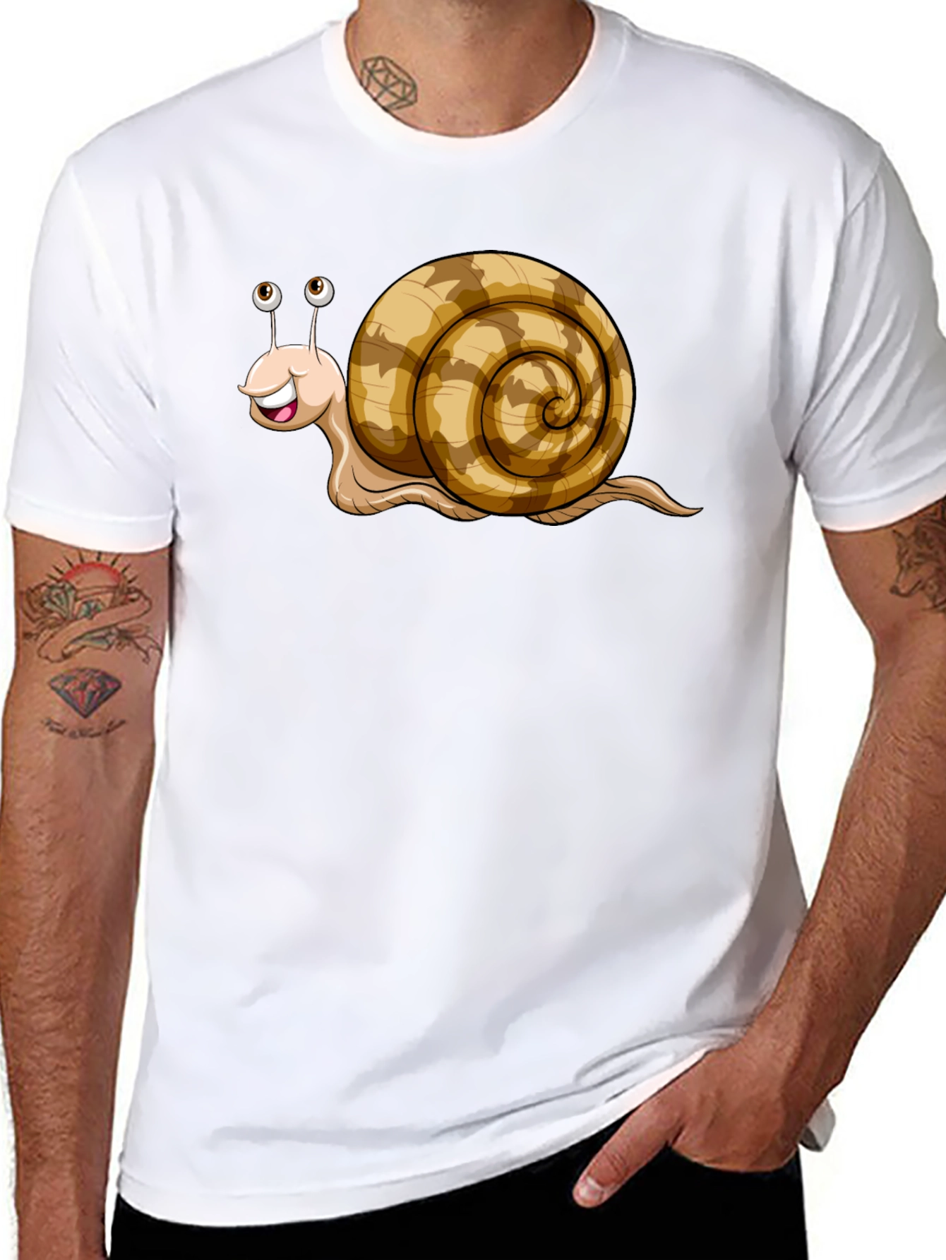 Black Cute Snail Cartoon Graphic Tee Shirt view 8