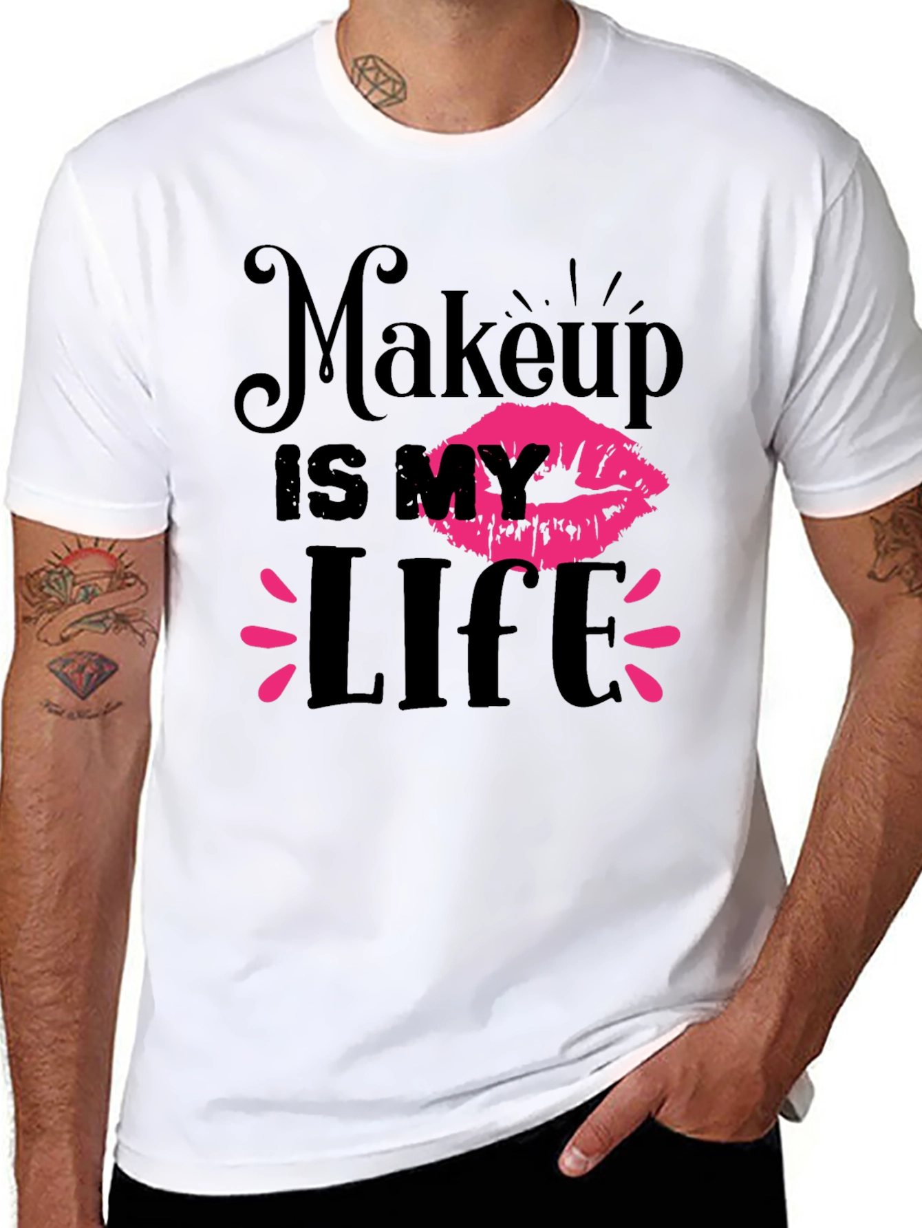 Black Makeup Is My Life Graphic Tee - Black view 8