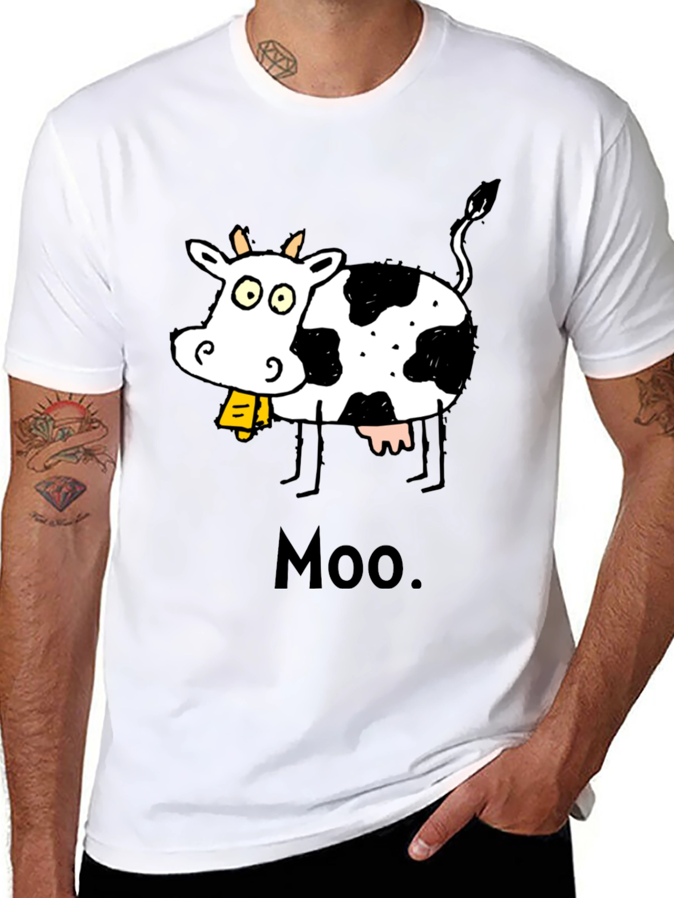 Black Moo Cow Graphic T-Shirt - Black view 8