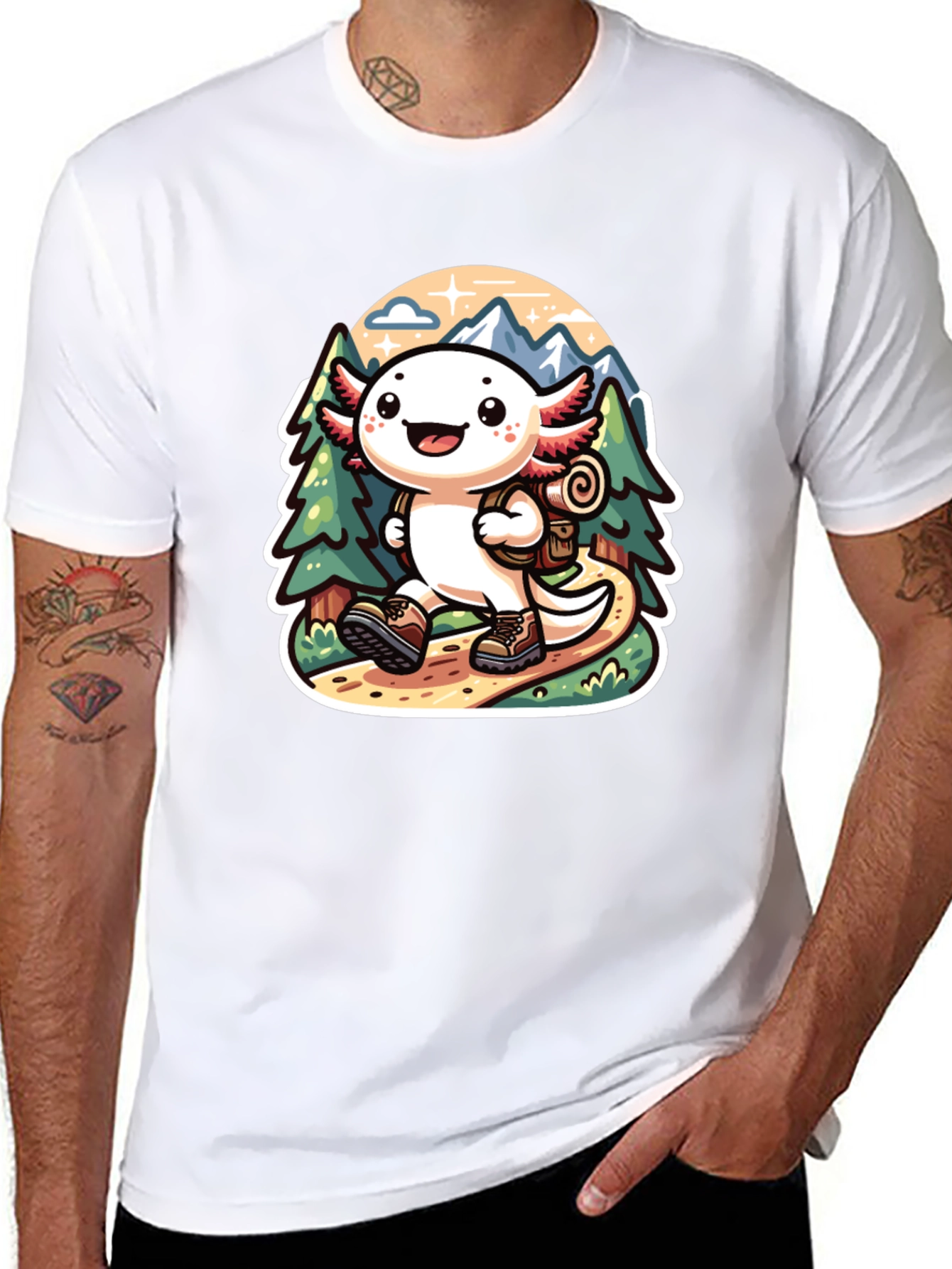 Black Axolotl Hiking T-Shirt view 8