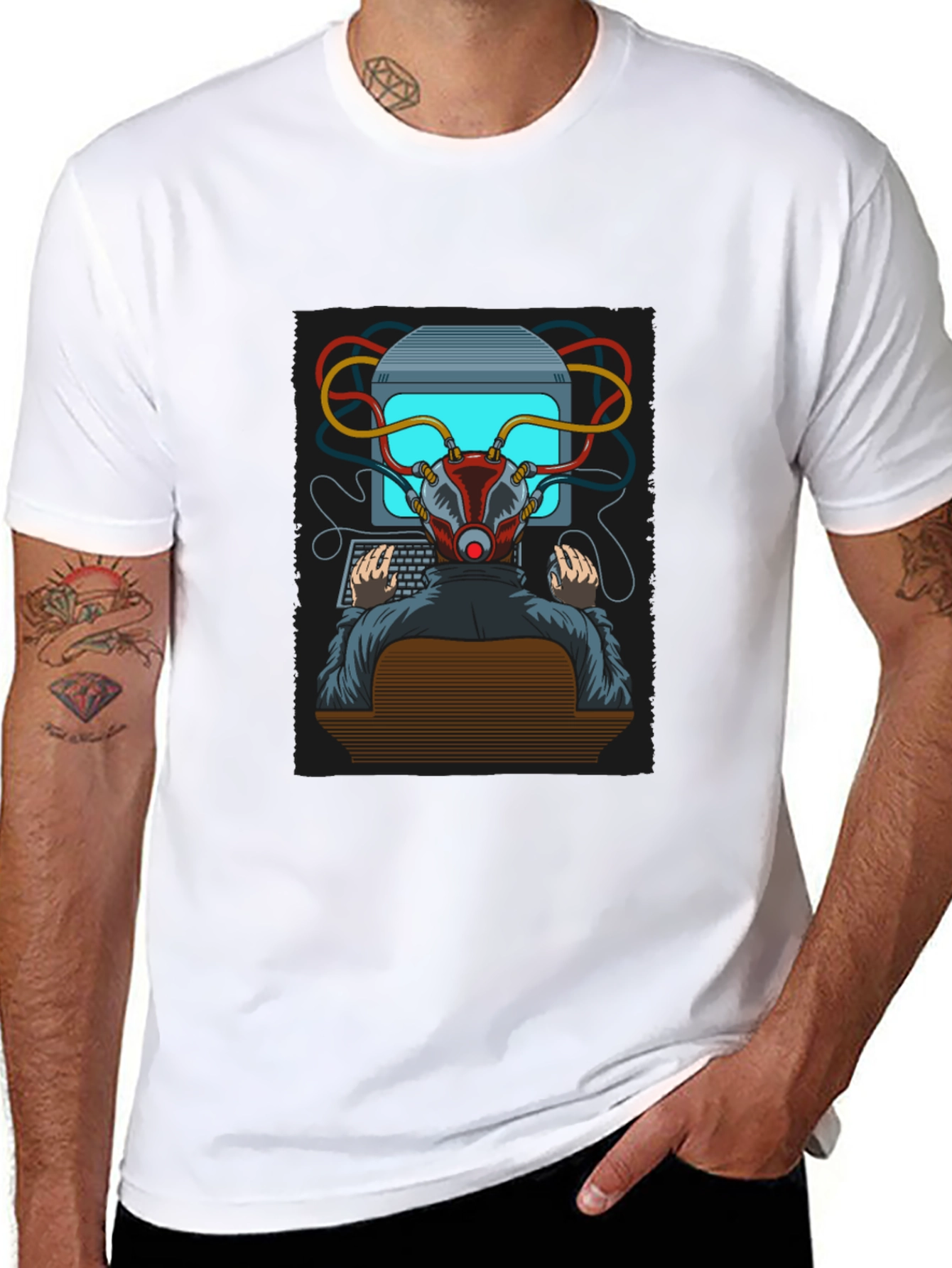 Black Hacker Graphic T-Shirt - Cyberpunk Style Tee view 8