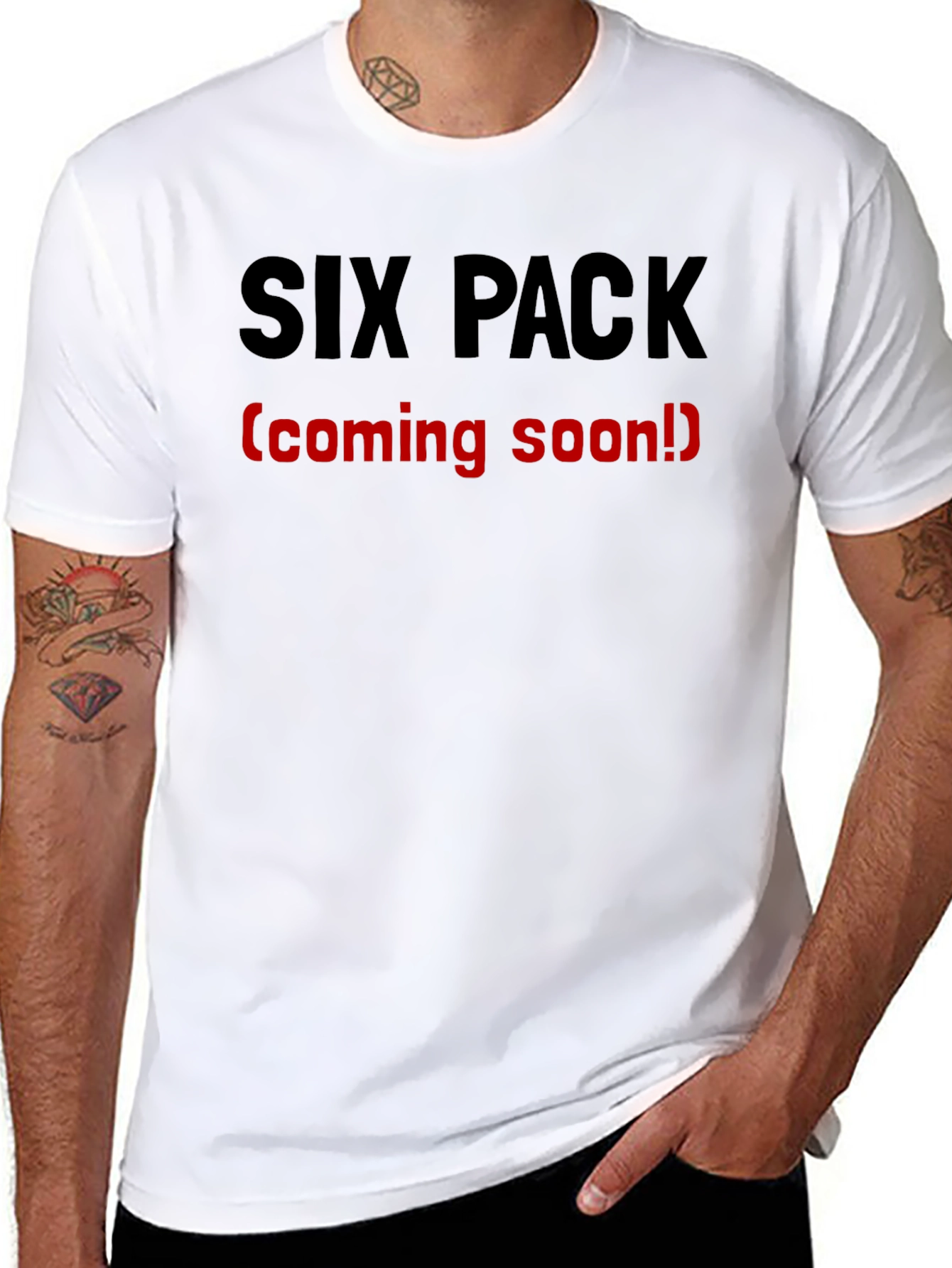 Black Six Pack Coming Soon T-Shirt - Funny Gym Humor view 8