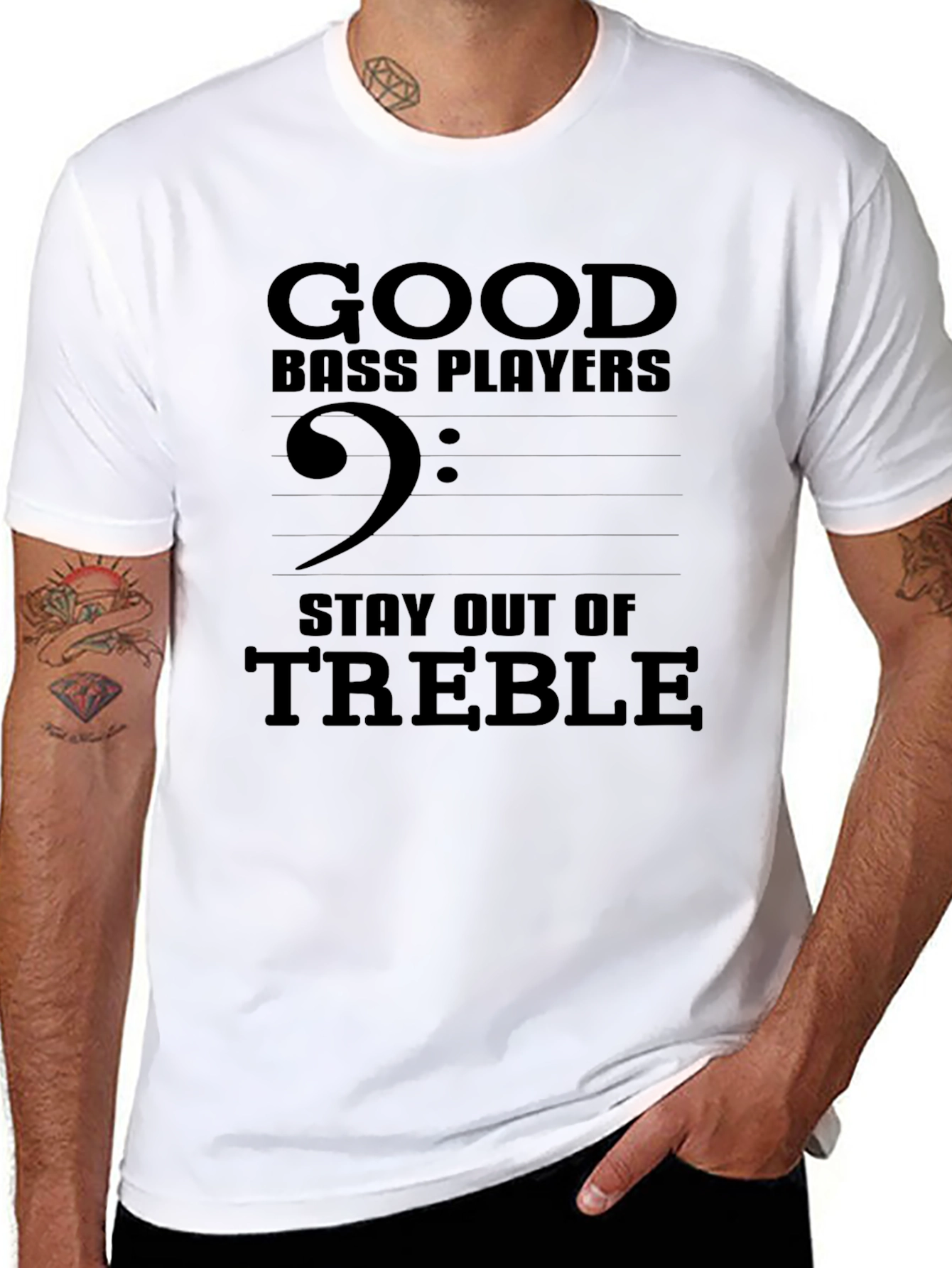 Black Bass Player Stay Out of Treble Graphic Tee view 8
