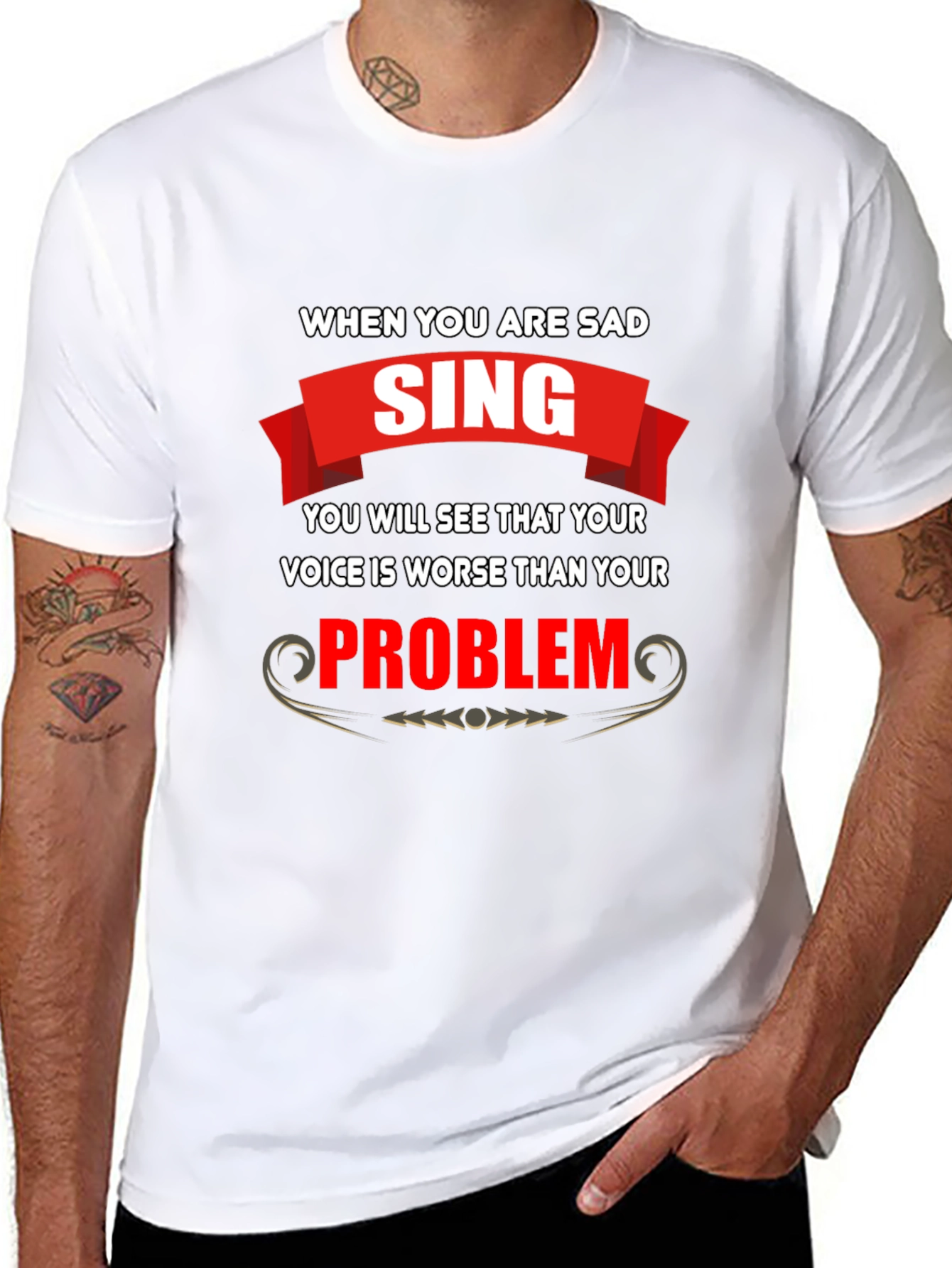 Black Funny T-Shirt: When You Are Sad, Sing! view 8