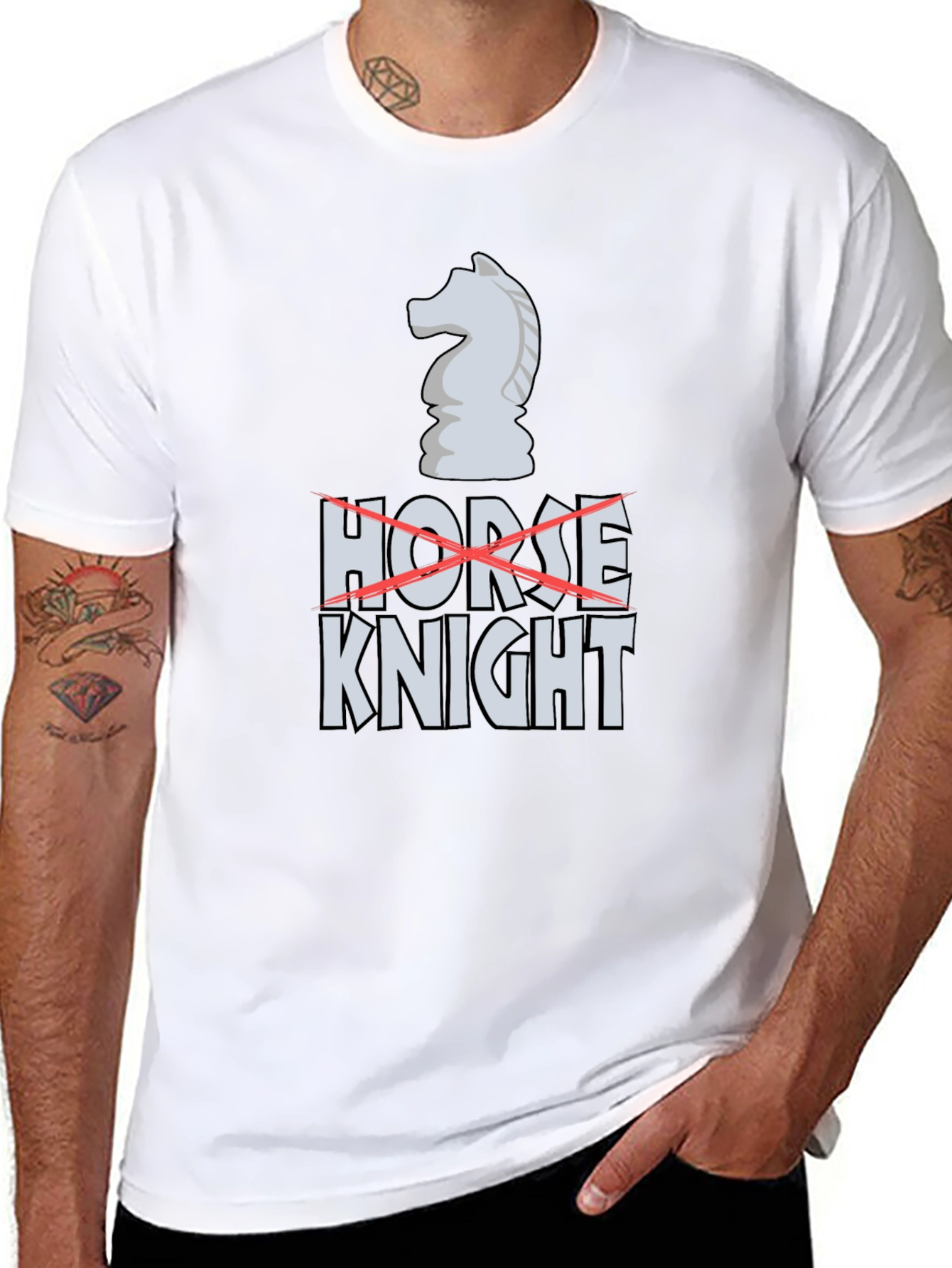 Black Chess Knight Graphic T-Shirt - No Horse! view 8
