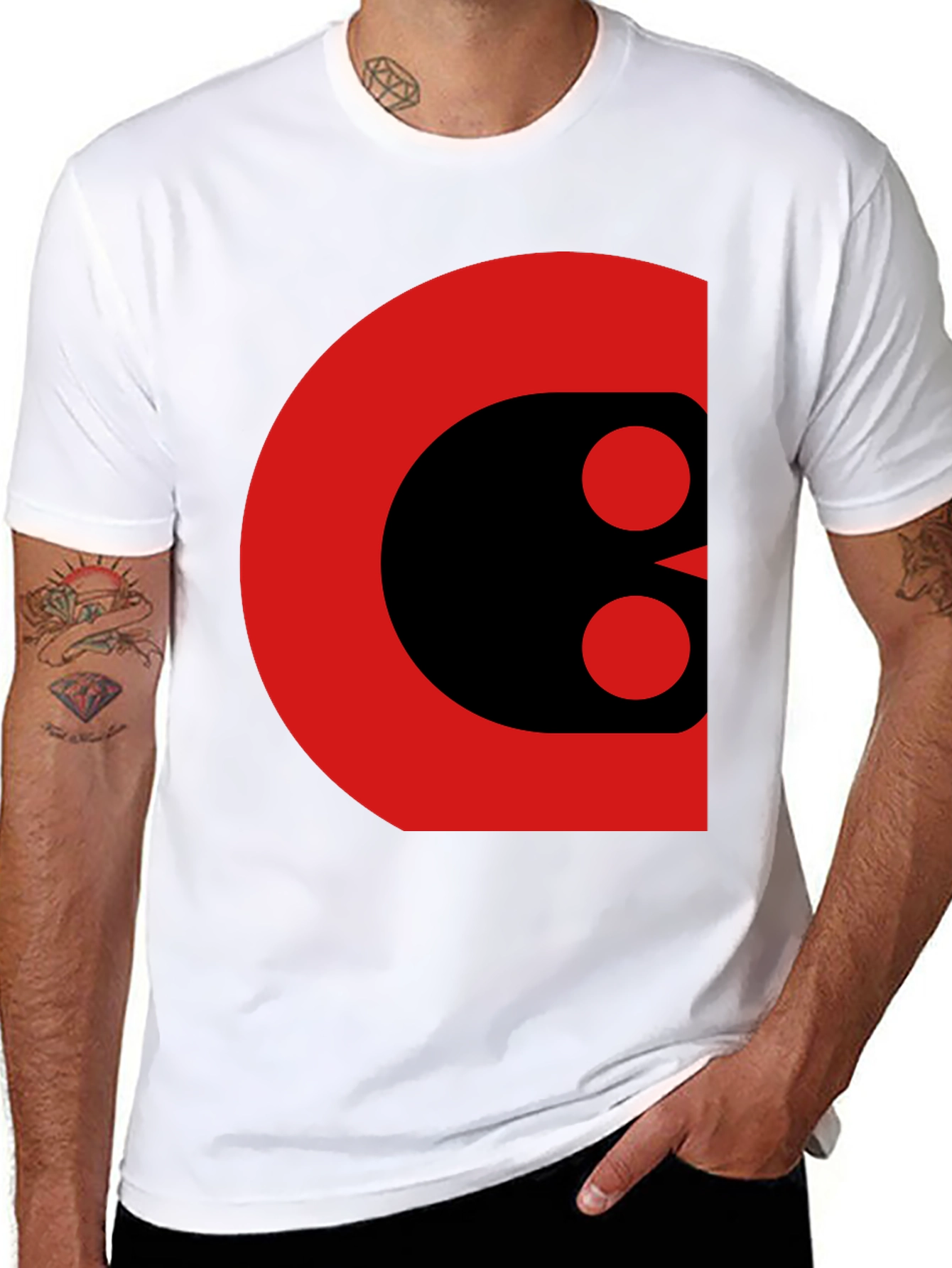 Black Bold Graphic Tee - Abstract Red and Black Design view 8