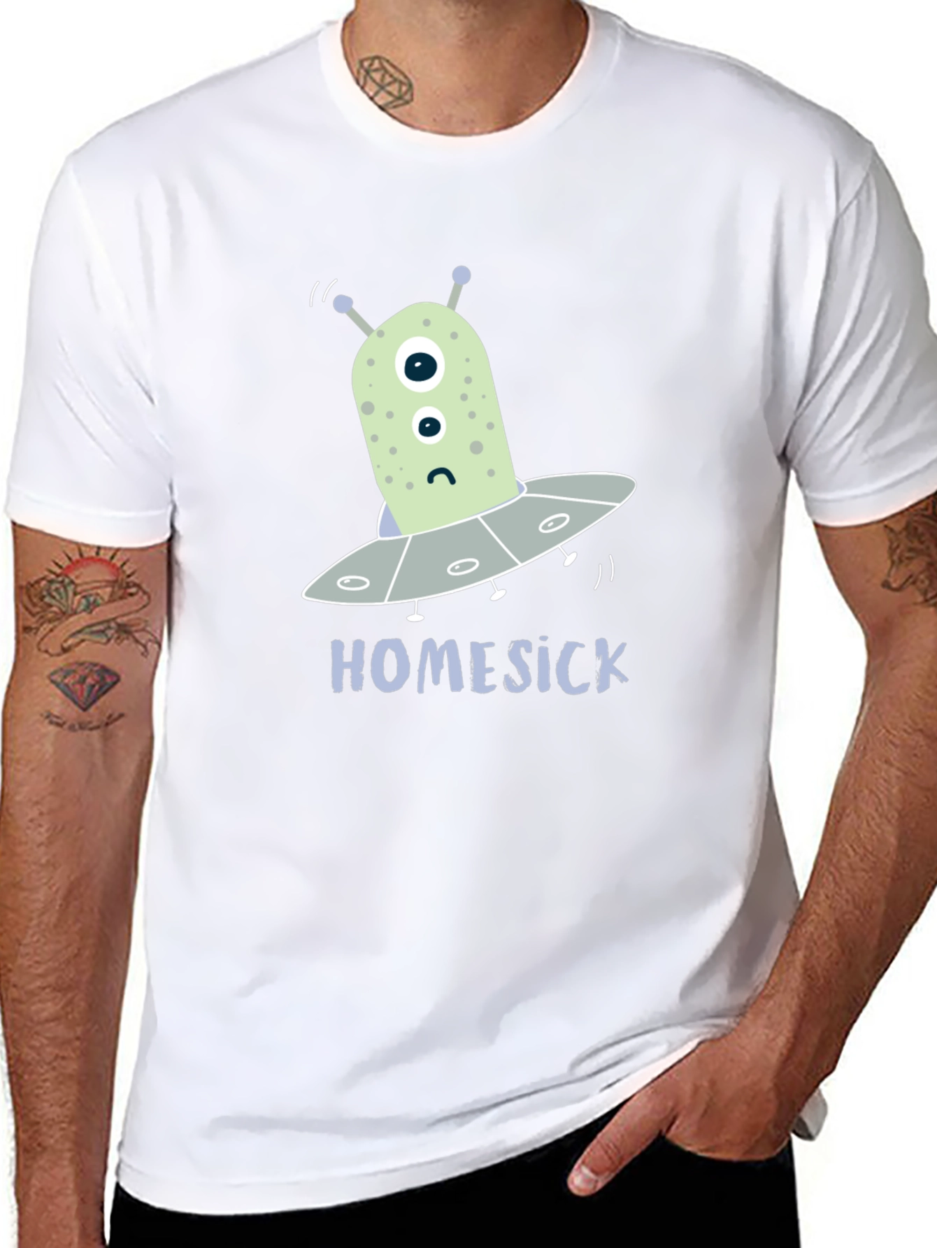 Black Homesick Alien T-Shirt - Funny Space Tee view 8