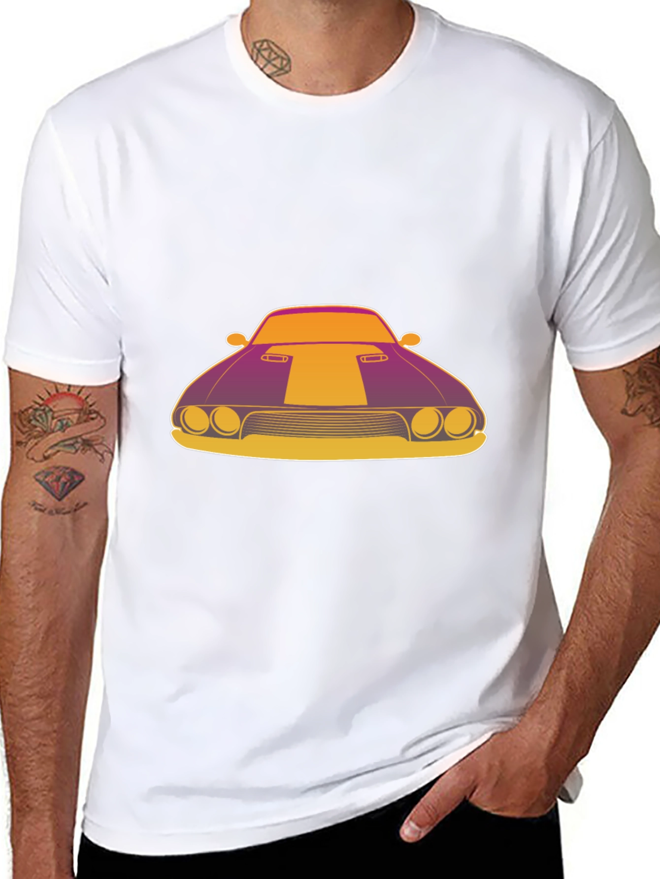 Black Retro Muscle Car Graphic T-Shirt - Black view 8