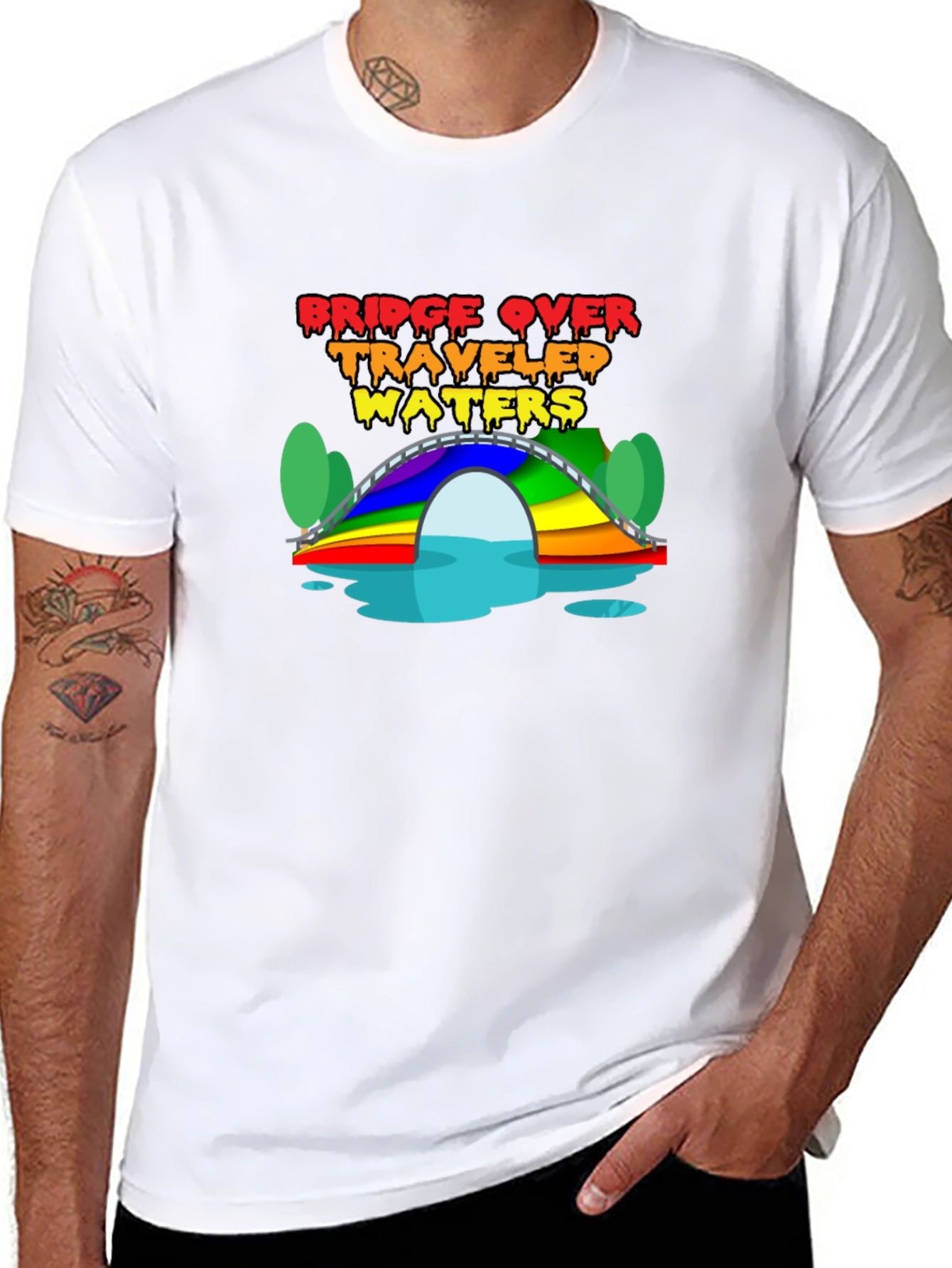 Black Bridge Over Traveled Waters T-Shirt view 8