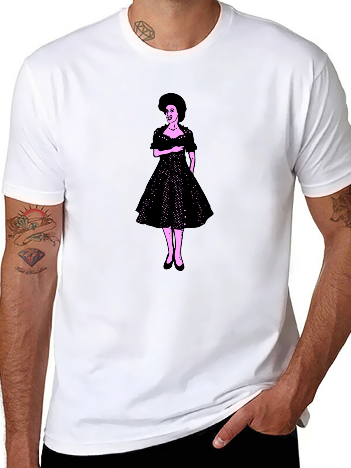 Black Retro Dress Graphic Tee - Classic Style view 8